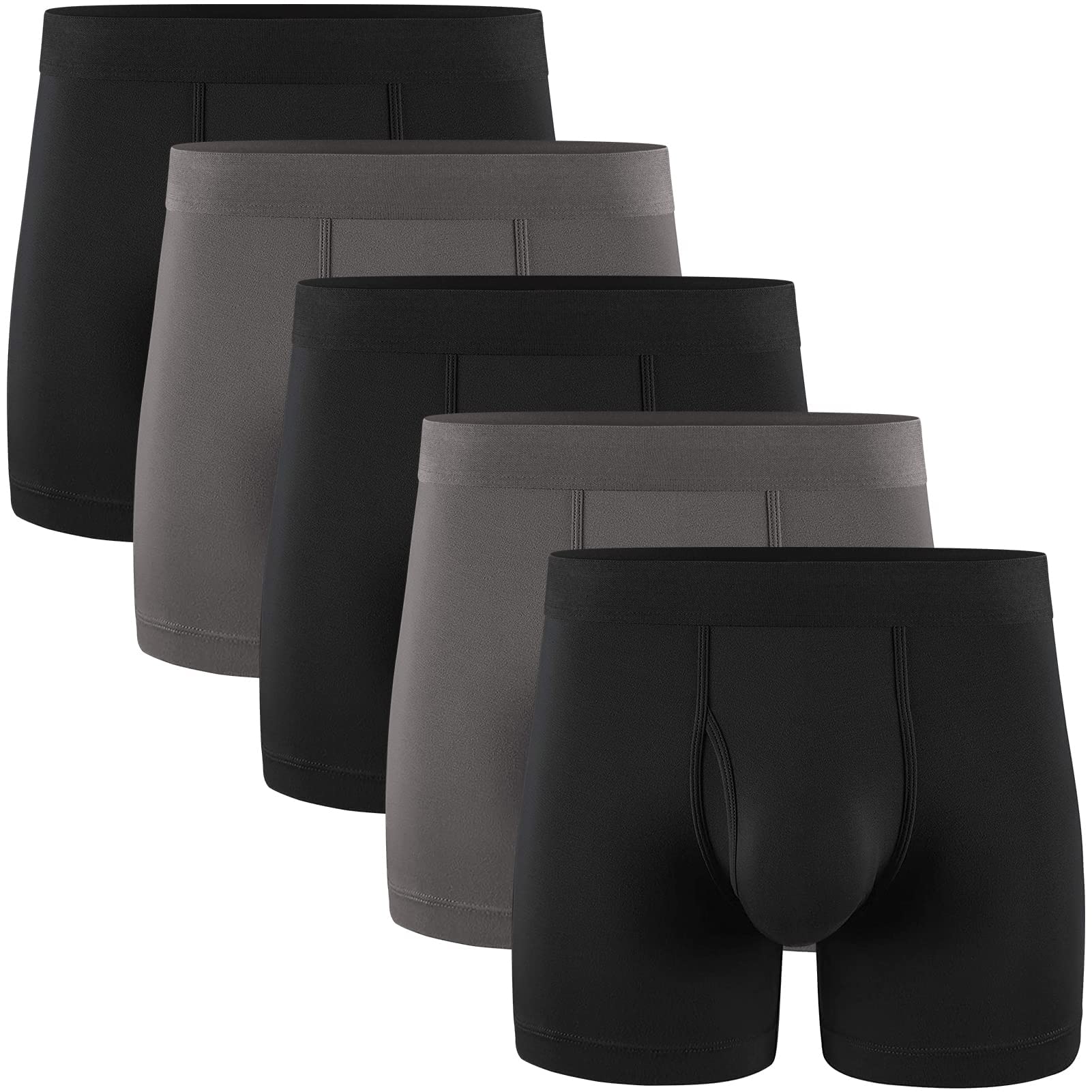 Natural Feelings Men's Boxer Briefs - Soft Cotton Underwear with Open Fly (3-Pack) - Breathable & Comfortable for Daily Wear, Workout & Lounge