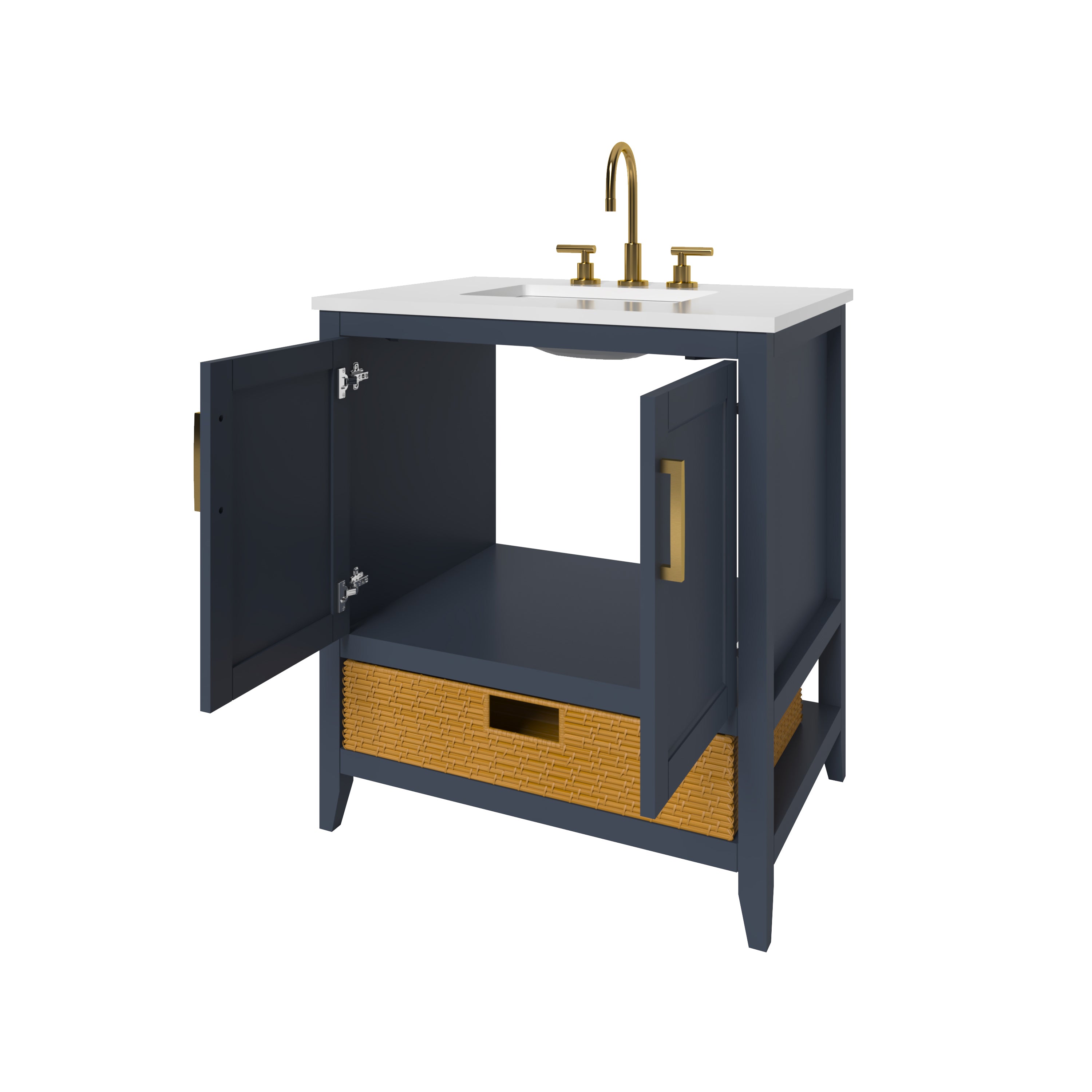Nermé New York 29.5 Inch Blue Bathroom Vanity Cabinet - Modern Bathroom Storage Solution for Small Spaces, Apartments & Powder Rooms