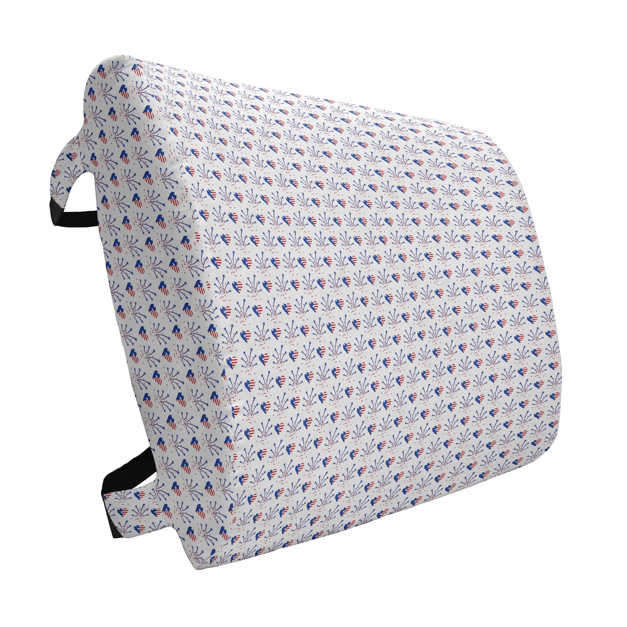 Ambesonne 4th of July Lumbar Support Pillow - Patriotic US Flag Design with Rockets & Hearts - High Density Foam for Office Chair & Car Seat (14