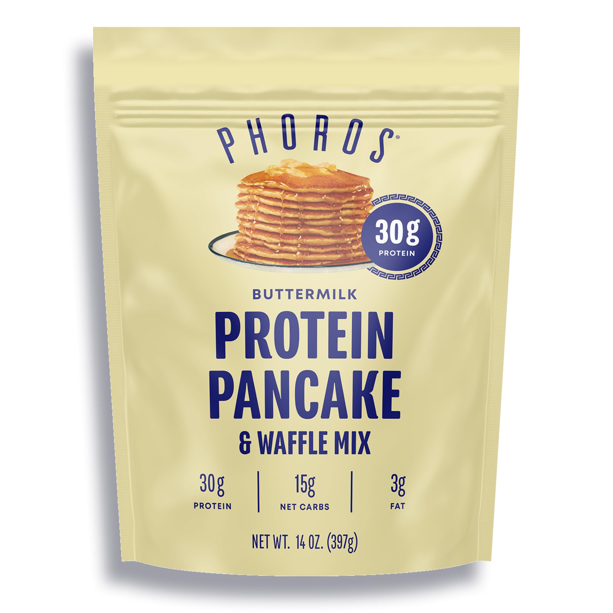 Phoros Nutrition Protein Pancake & Waffle Mix - 30g Protein, Low Carb, Keto-Friendly with Whey Protein & Whole Grains - Just Add Water (Buttermilk) - Perfect for Breakfast, Post-Workout & Healthy Lifestyle