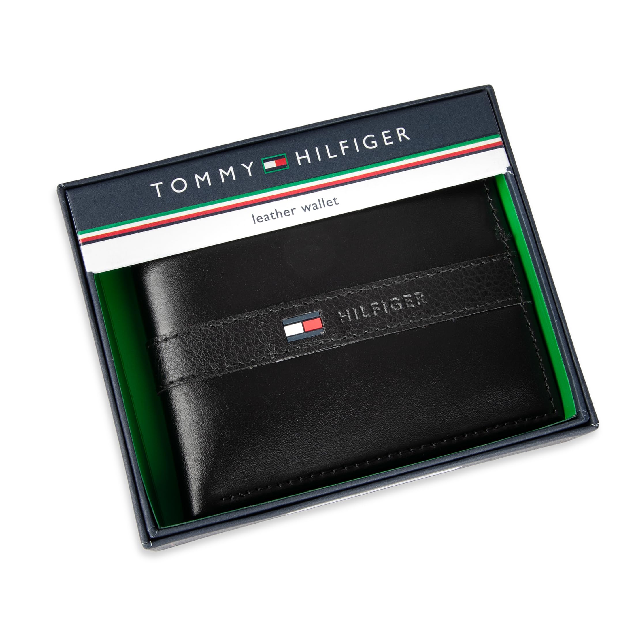 Tommy Hilfiger Men's Classic Bifold Leather Wallet with ID Window & 12 Card Slots - Slim RFID Blocking Wallet for Everyday Carry, Travel & Business