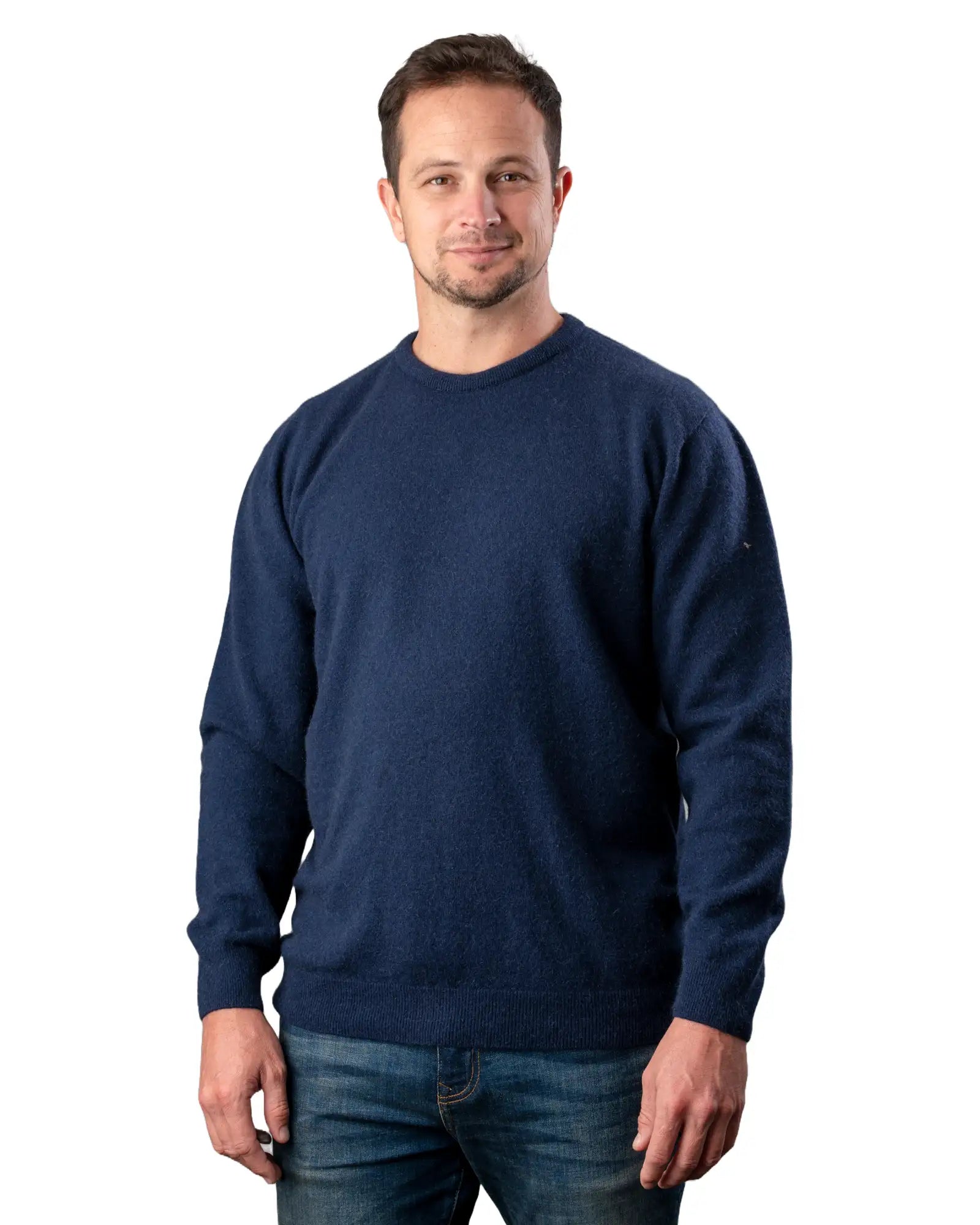 Premium Twilight Blue Men's Possum Merino Wool Crew Neck Sweater - NB120 - Soft & Warm Winter Knitwear for Outdoor Activities & Casual Wear