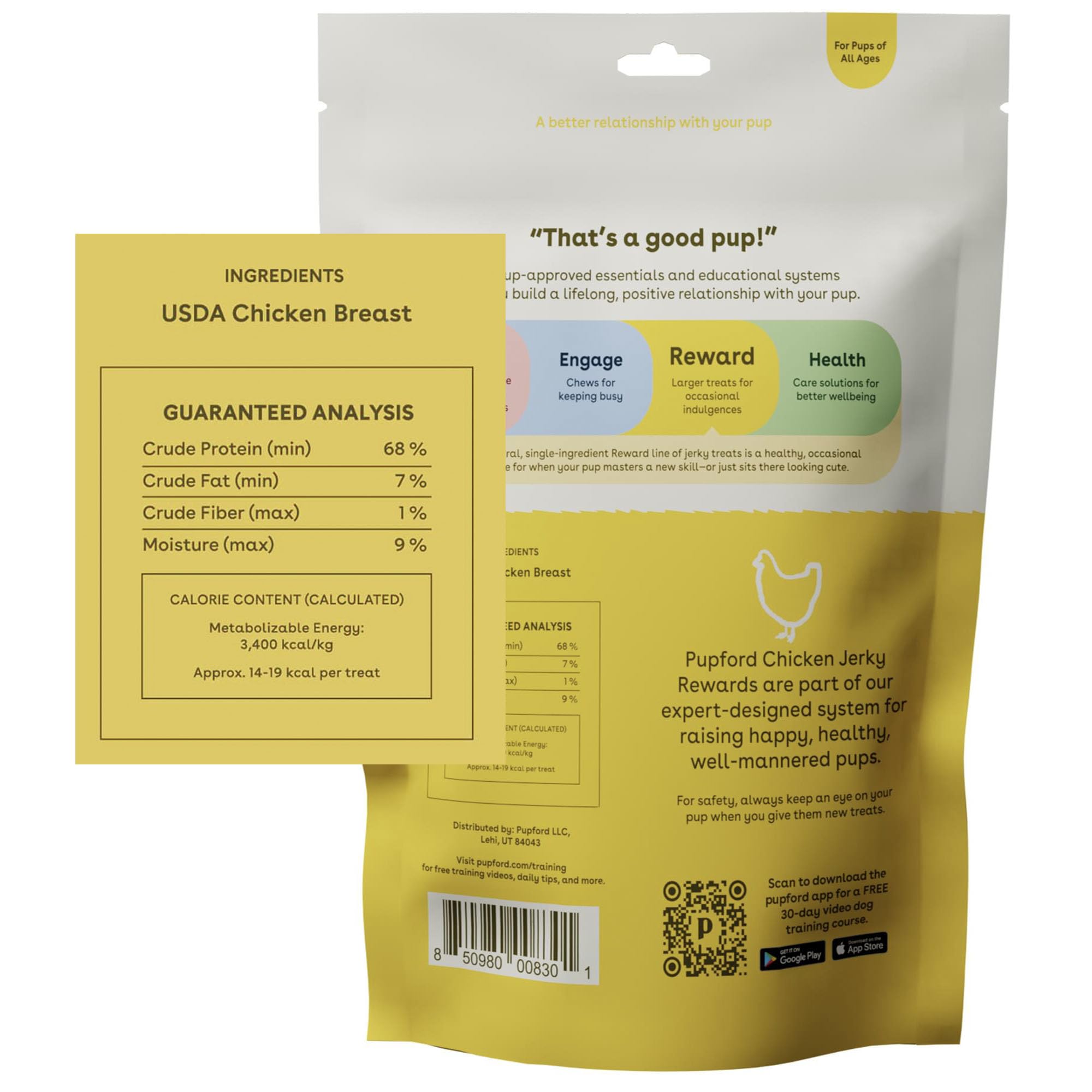 Premium Pupford Chicken Jerky Dog Treats for All Breeds & Ages | USA-Made 100% Natural Chicken, Grain-Free & No Fillers | Healthy Training Rewards & Daily Snacks for Small & Large Dogs (8oz) - Perfect for Obedience Training, Travel Treats & Anytime Rewards