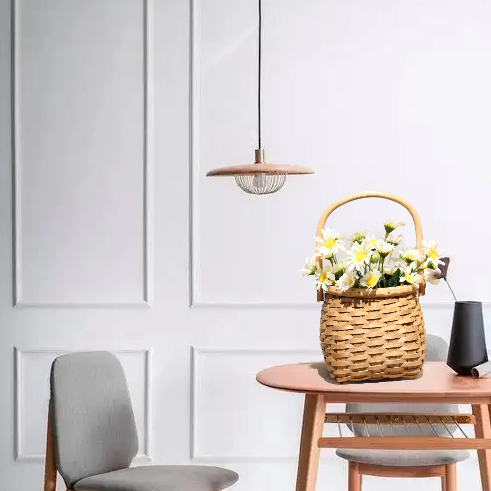 Wnvivi Set of 2 Wicker Rattan Flower Baskets with Handles - Rustic Mini Picnic Baskets for Wedding Flower Girls, Home Decor & Floral Arrangements | Perfect for Bridal Showers, Garden Parties & Boho Weddings