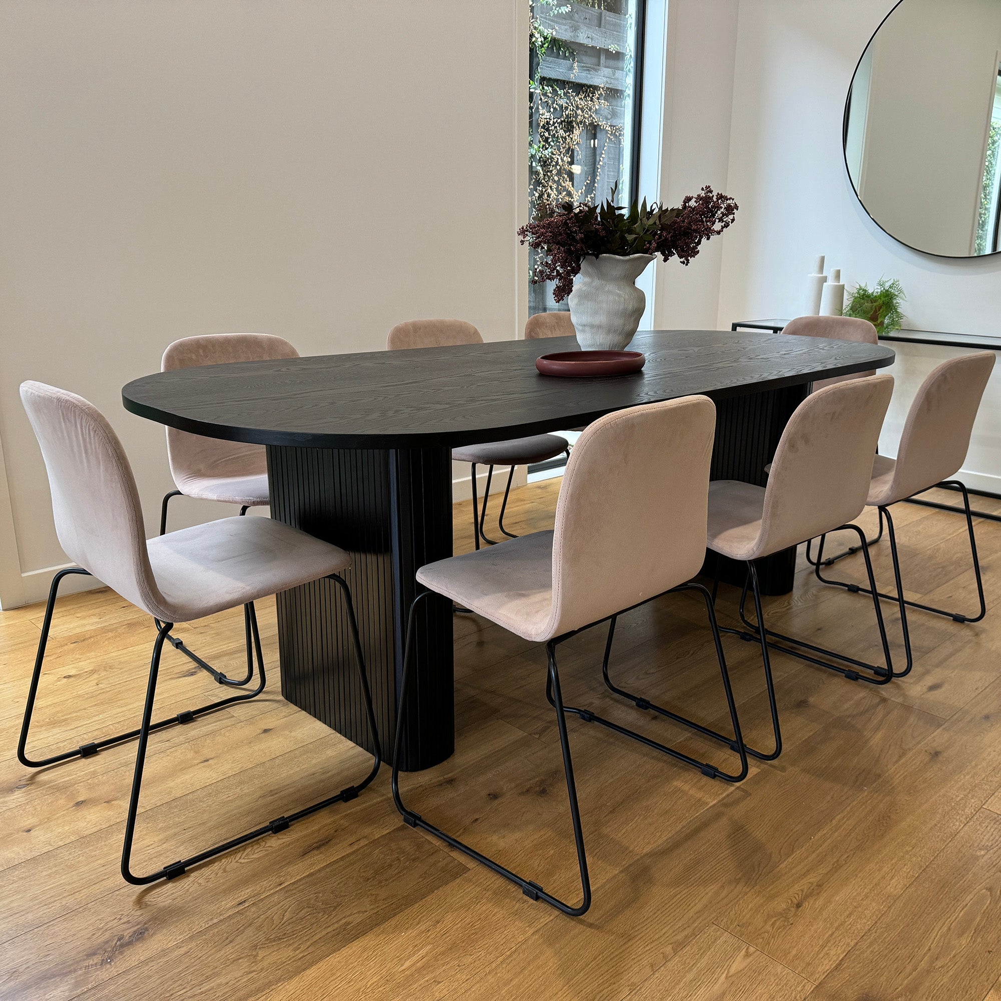 ASTON 220cm Black Dining Table - Modern Large Kitchen Table for Family Gatherings & Dinner Parties