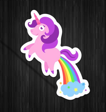 2 Pack Funny Unicorn Poop Farts Rainbows Stickers - Large 5.5