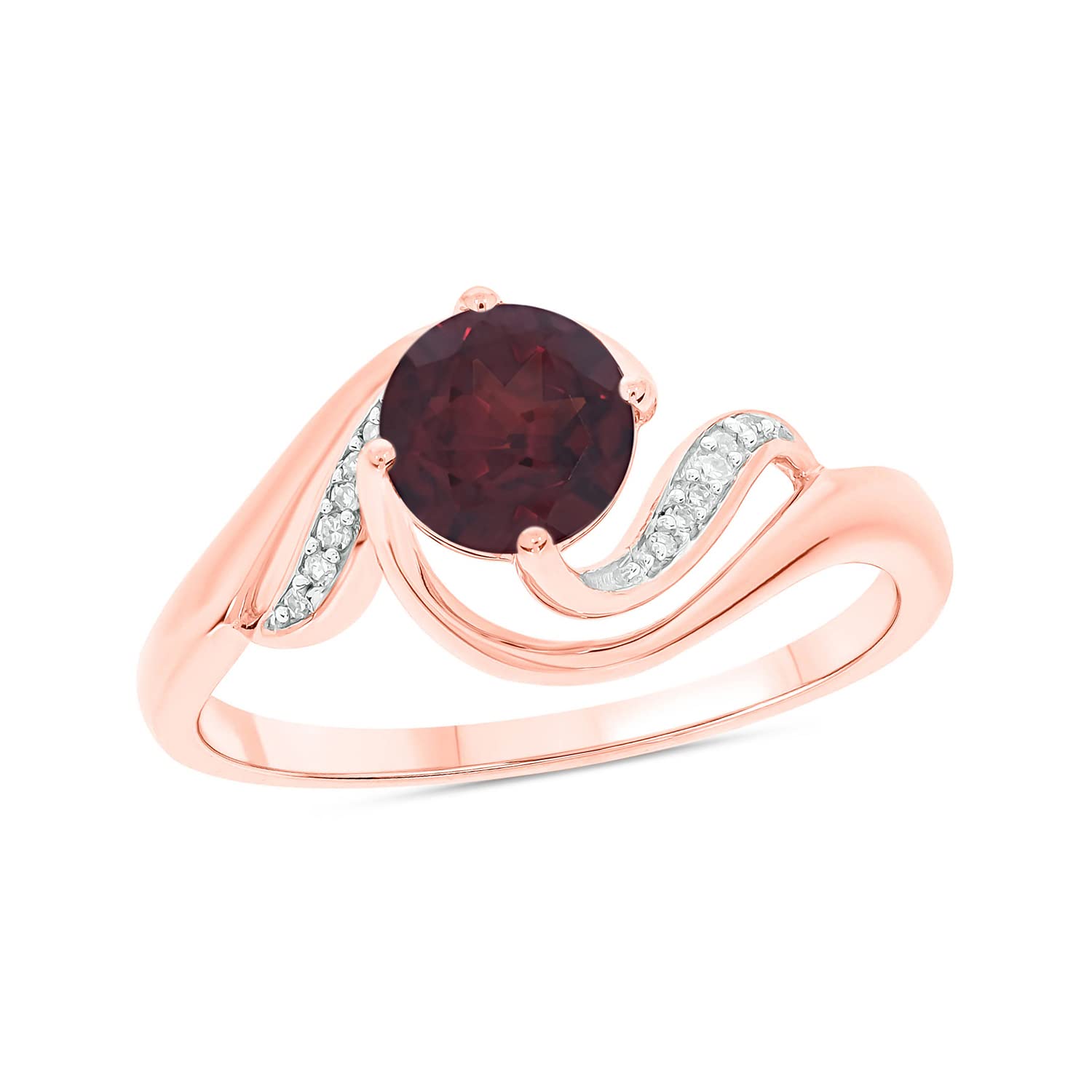 10K Gold Gemstone Bypass Ring for Women - Diamond Accent Bypass Shank Fashion Ring with Natural Gemstone in Yellow, Rose or White Gold | Elegant Gift for Anniversary, Valentine's Day or Special Occasion