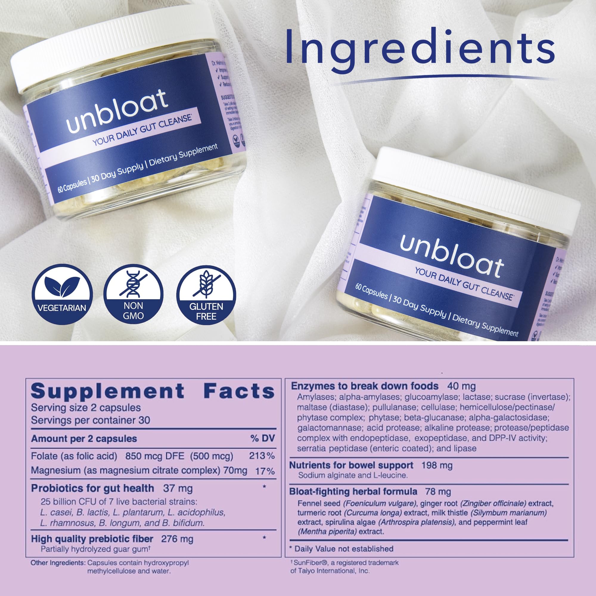 Anti-Bloat Pills for Women - Effective Bloating Relief & Digestive Support Supplement with Prebiotics & Probiotics | Gut Health Enhancer | 60 Count | Perfect for Post-Meal Comfort & Travel Bloating Relief