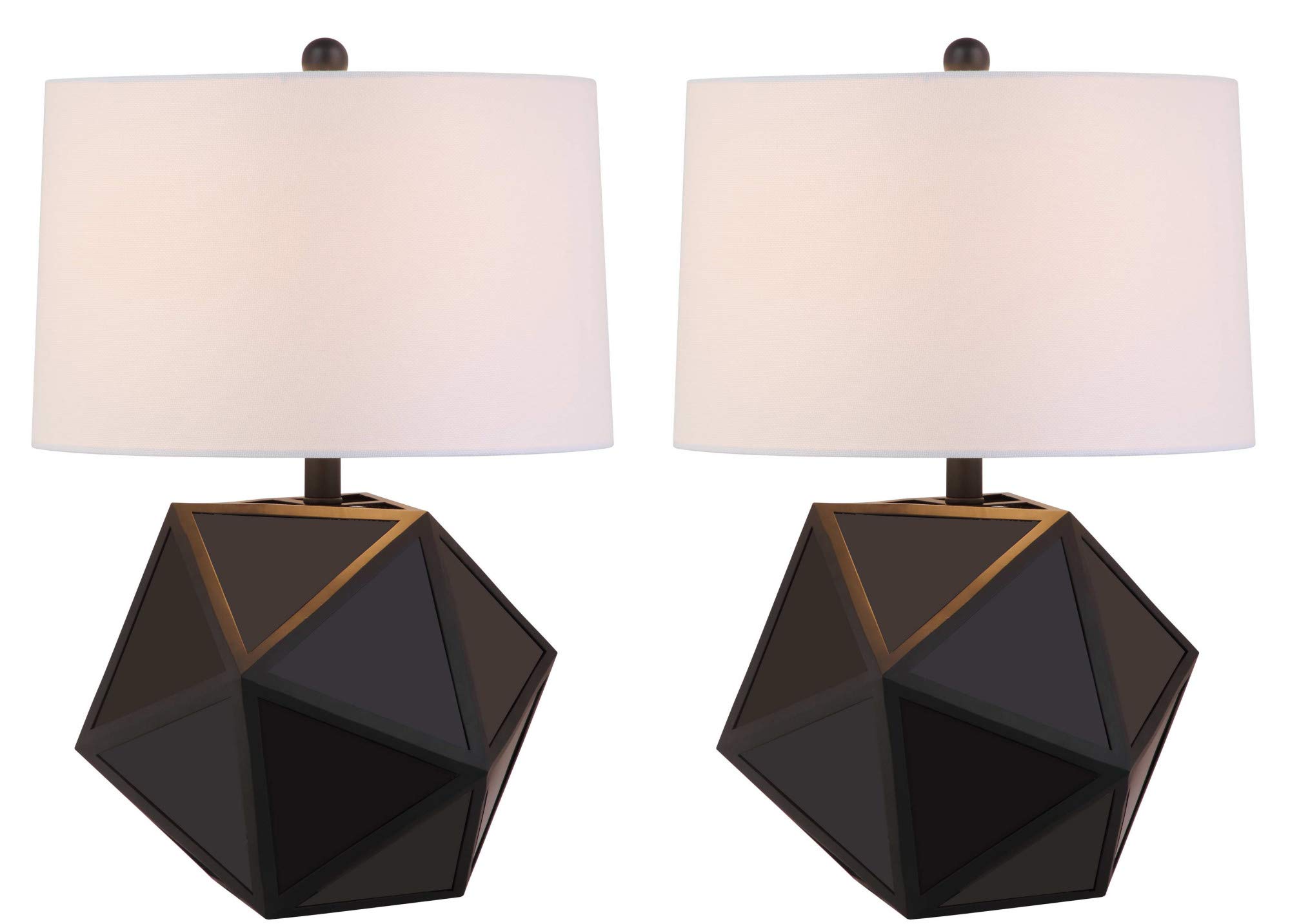 SAFAVIEH Brycin Modern Geometric Black 23-inch Table Lamp Set of 2 with LED Bulbs - Bedroom, Living Room, Home Office & Nightstand Lighting for Contemporary Decor