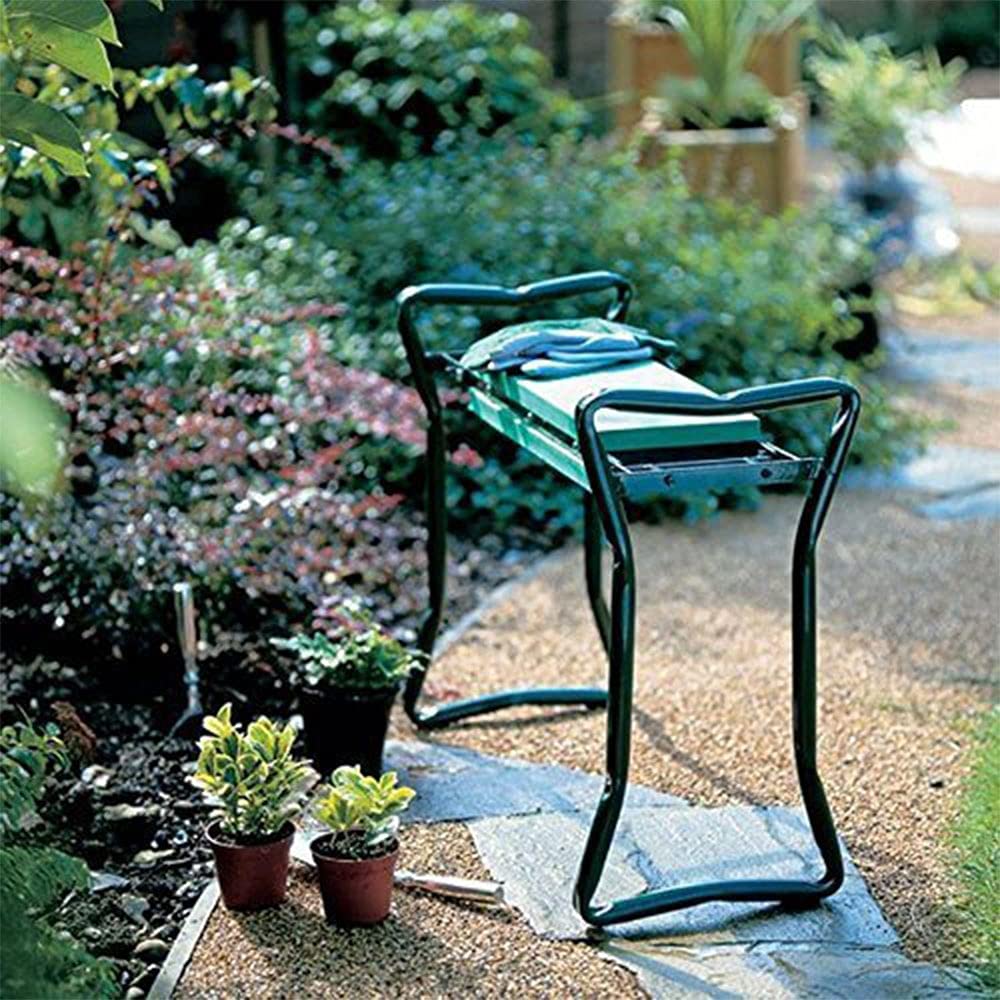 YUEGOO Folding Garden Kneeler Seat Stool with Handles & Tool Bag - Ergonomic Gardening Stool for Outdoor Planting, Weeding & Yard Work - Perfect for Seniors & Garden Enthusiasts