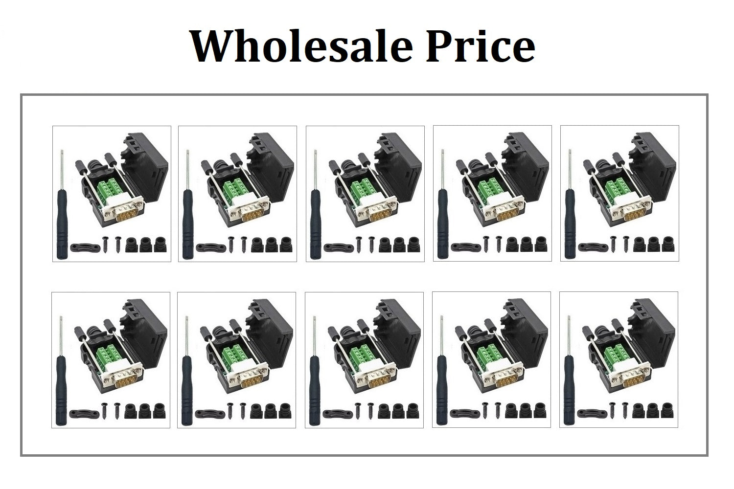 10PCS DB9 Male Breakout Connector - Solderless RS232 D-SUB 9-Pin Serial Port Terminal Adapter for Industrial Automation, CCTV, POS Systems & DIY Electronics Projects