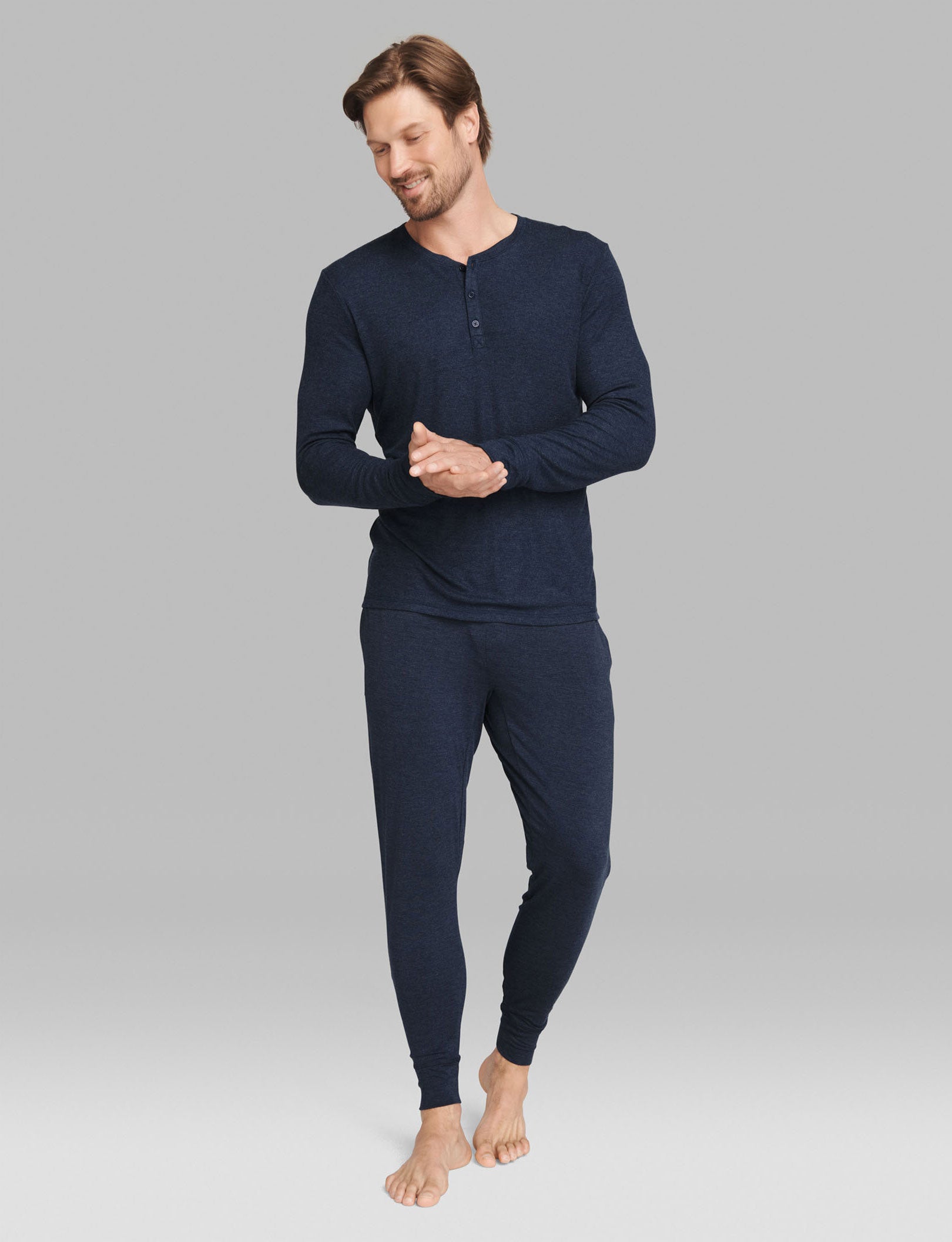 Men's Comfortable Lounge Henley Shirt - Soft Cotton Relaxed Fit for Casual Wear, Home Lounging & Outdoor Activities