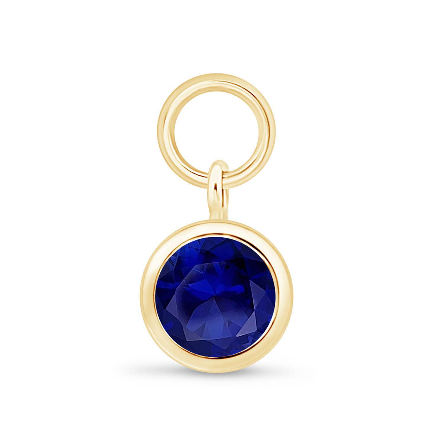 14K Solid Yellow Gold Sapphire Bezel Hoop Charm Earrings - Elegant Jewelry for Women, Perfect for Parties, Weddings & Everyday Wear