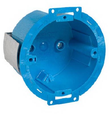 BH614R Super Blue Round Ceiling Electrical Box - Durable Metal Junction Box for Ceiling Light Fixtures, Fans & Wiring - Ideal for Home, Office & Commercial Electrical Installations