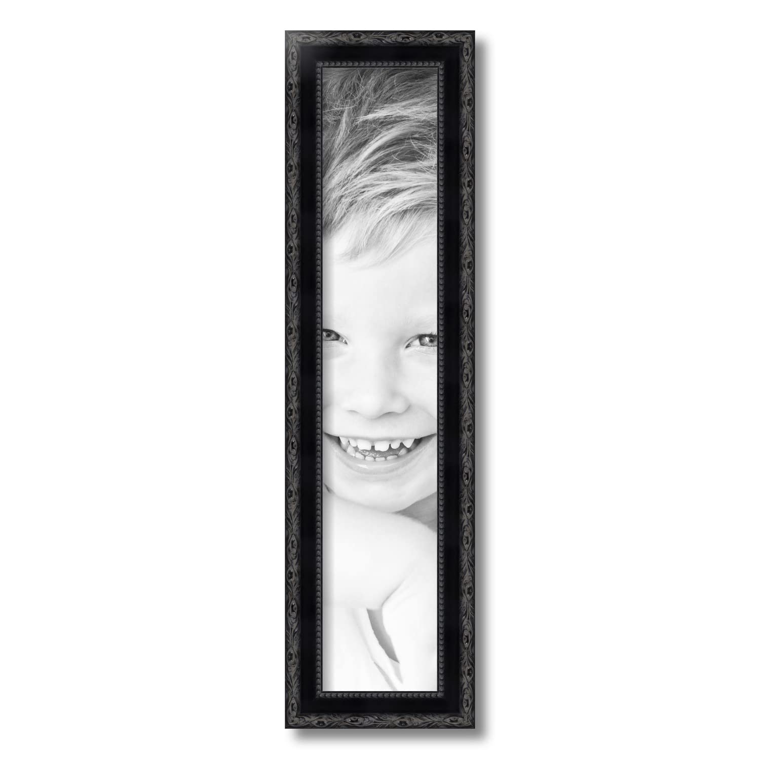ArtToFrames 5x25 Black Picture Frame with Engraved Edges - 1.5