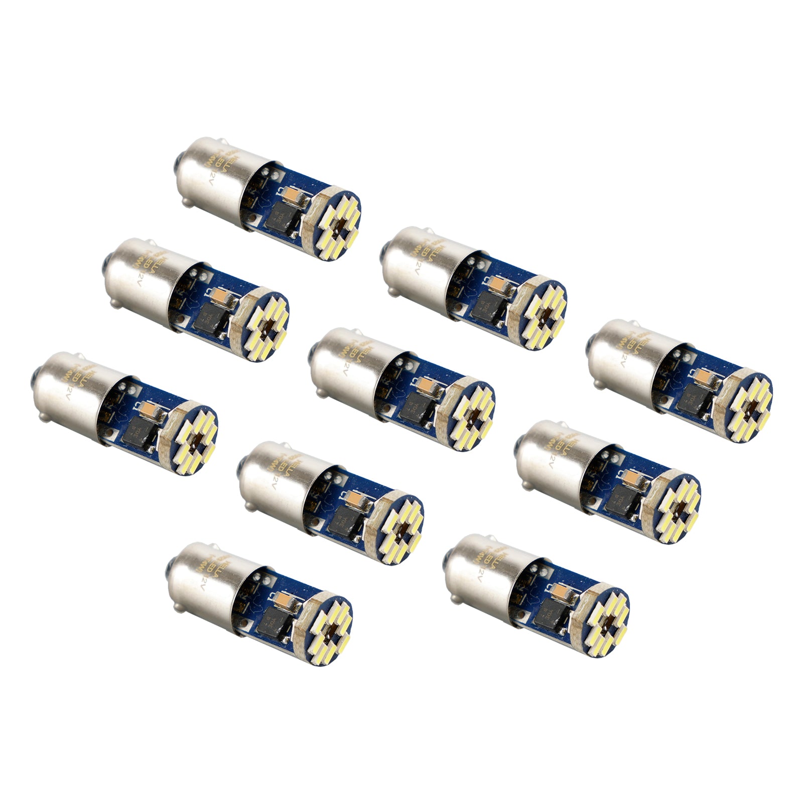 10X HELLA LED Retrofit Bulbs 3893W T4W 12V 1.5W BA9S Base 6000K Cool White - Perfect for Car Interior Lights, Dashboard Illumination, and Marine Applications