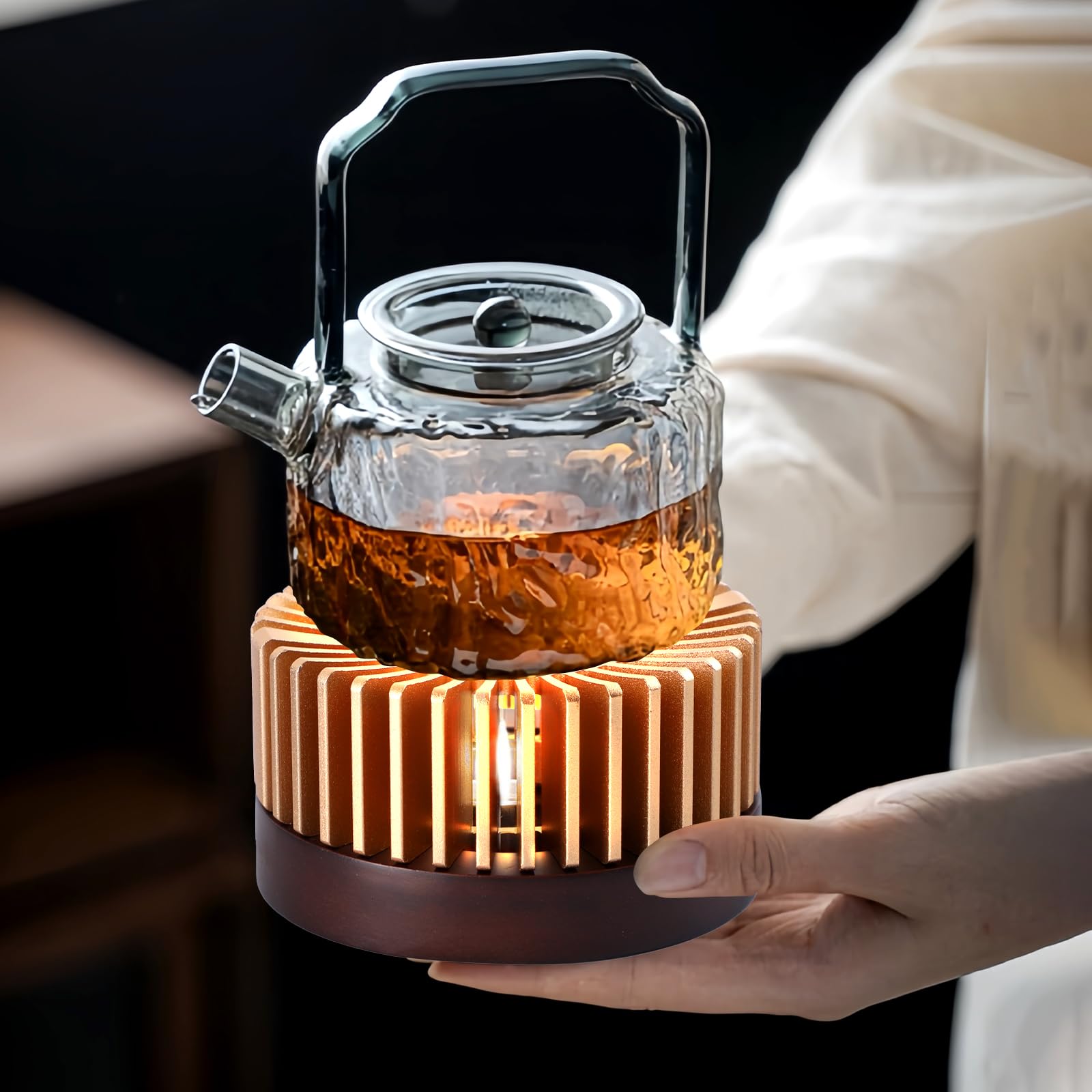 Portable Aluminum Teapot Warmer & Candle Holder - Tea, Coffee & Milk Heater for Camping, Travel, Home & Office Use - Ideal for Tea Lovers & Outdoor Enthusiasts