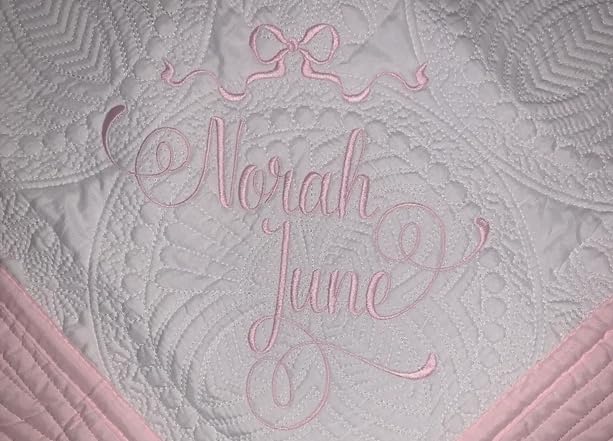 Personalized Baby Quilt with Embroidered Name & Bow - Custom First & Middle Name Heirloom Blanket for Crib, Nursery Decor & Newborn Gift - Perfect for Christening, Baby Showers & Family Keepsakes
