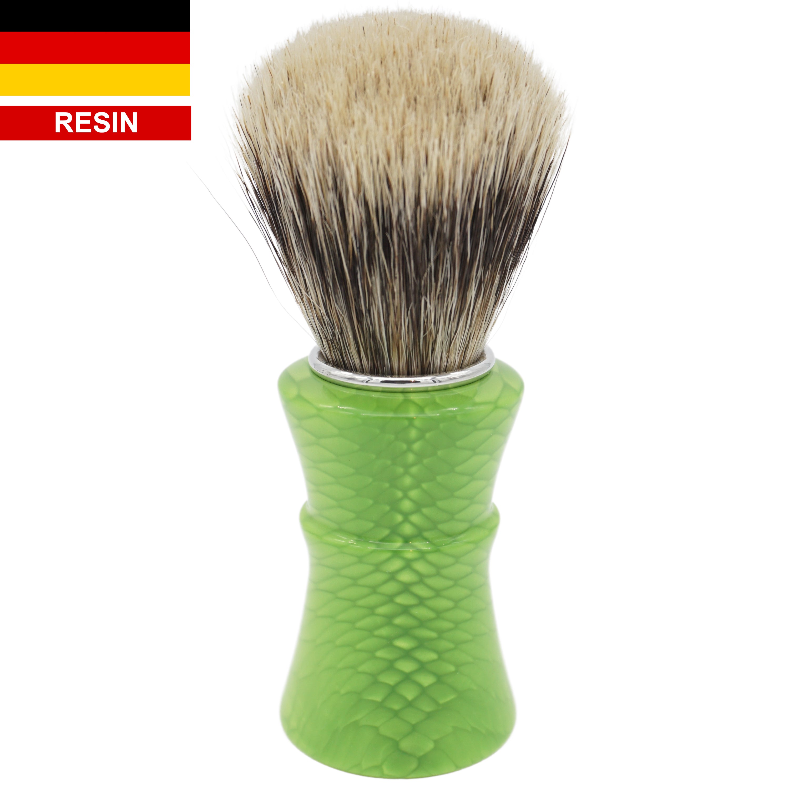 24mm Semogue Mistura Badger & Boar Hair Shaving Brush with AP Shave Co. Green Snakeskin Handle - Premium Handcrafted Shave Brush for Wet Shaving & Grooming