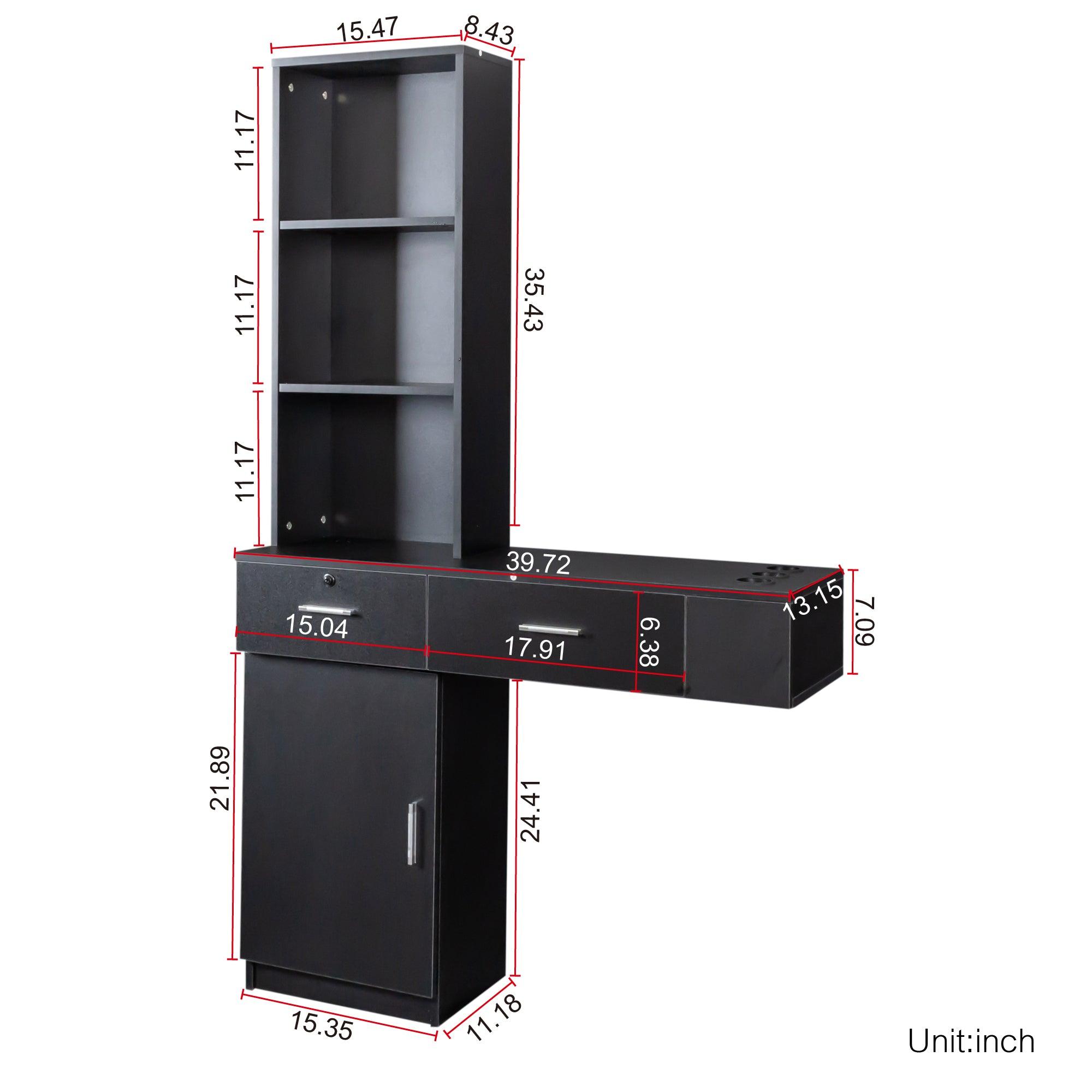 Modern Black Simple Hair Desk with Multi-Layer Storage - Large Capacity Vanity Organizer for Makeup, Jewelry & Hair Accessories | Perfect for Bedroom, Bathroom & Dressing Room