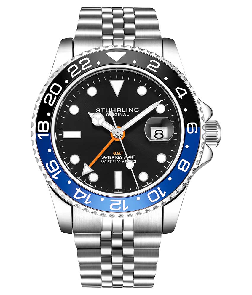 C968A GMT Quartz 42mm Diver Watch for Men - Waterproof Stainless Steel Sports Watch with Date Function - Perfect for Diving, Travel & Everyday Wear