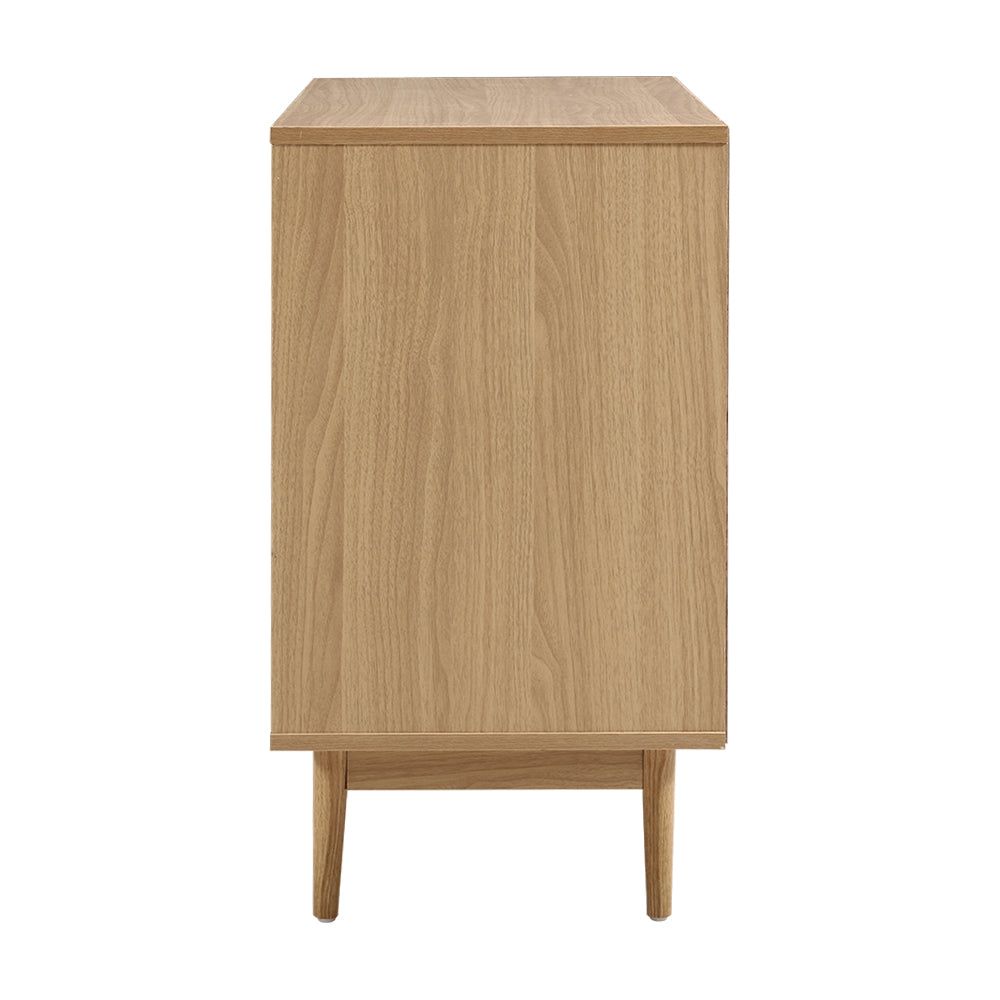 Rattan Buffet Sideboard Cabinet - Stylish Storage Hallway Table & Kitchen Cupboard for Dining Room, Living Room, and Entryway Organization
