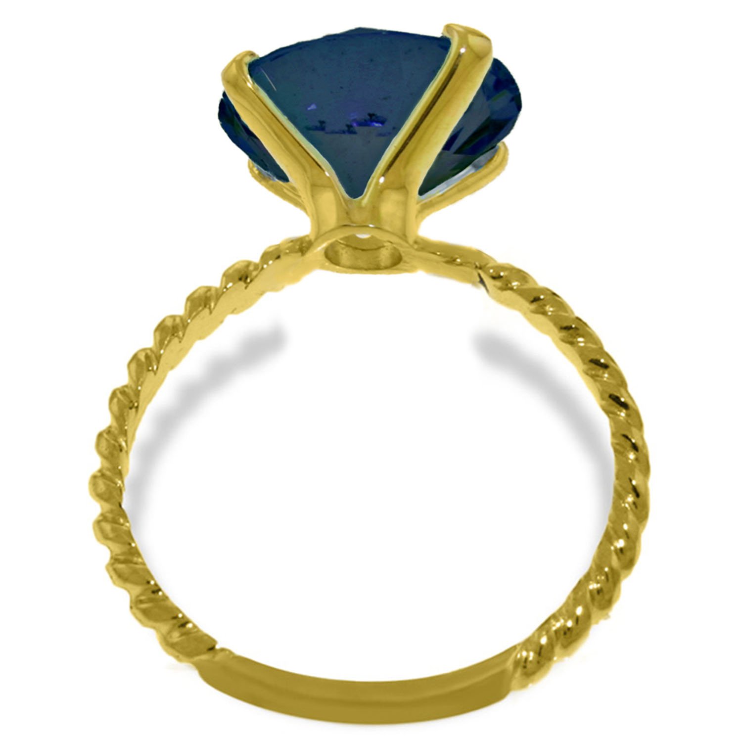 14K Solid Gold Ring with 12mm Blue Sapphire - Elegant Jewelry for Weddings & Gifts