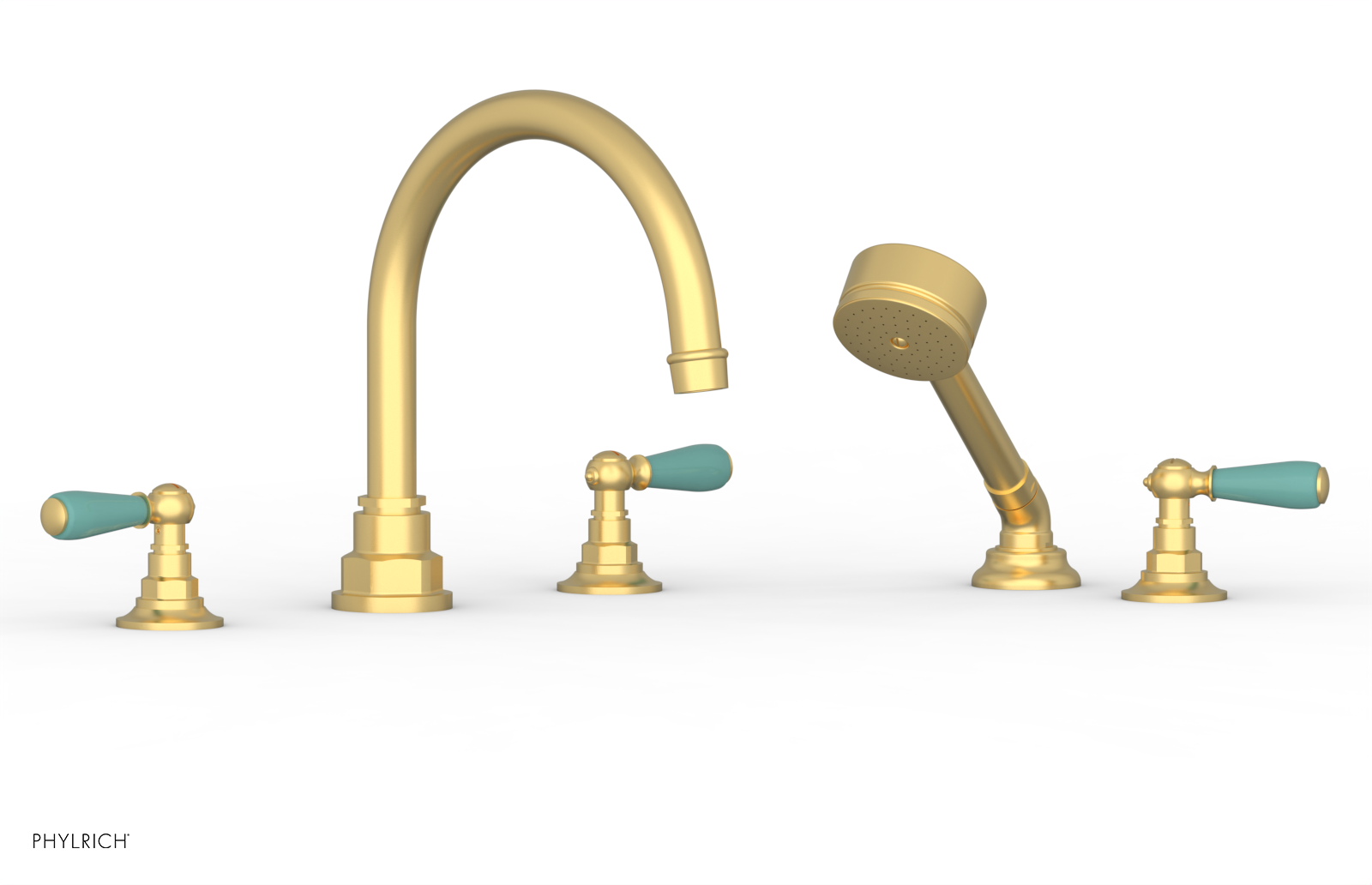 Jamestown Deck Tub Set with Hand Shower - Lever Handles with Turquoise Accents - 165.49