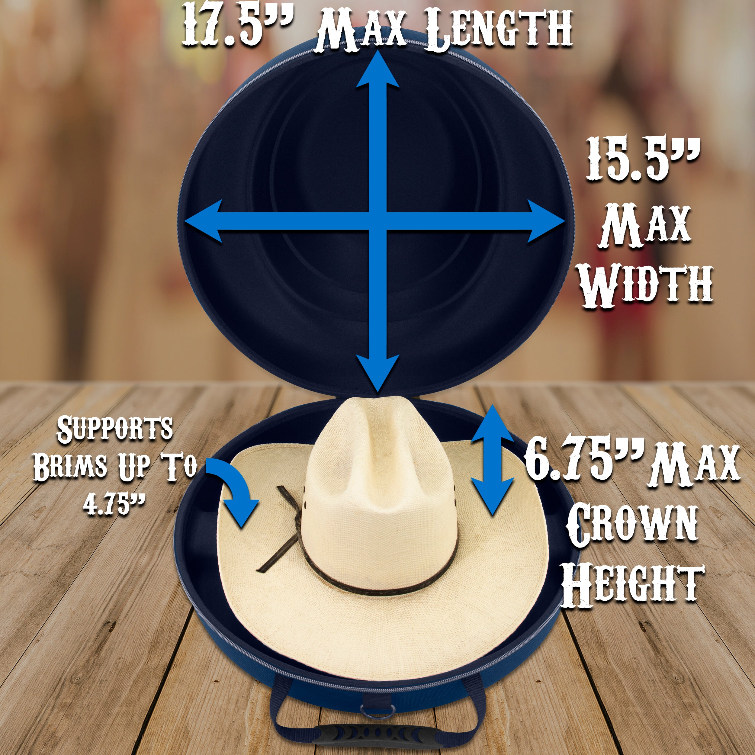 CASEMATIX Cowboy Hat Storage Box - Hard Shell Hat Case for Brims Up To 4.75