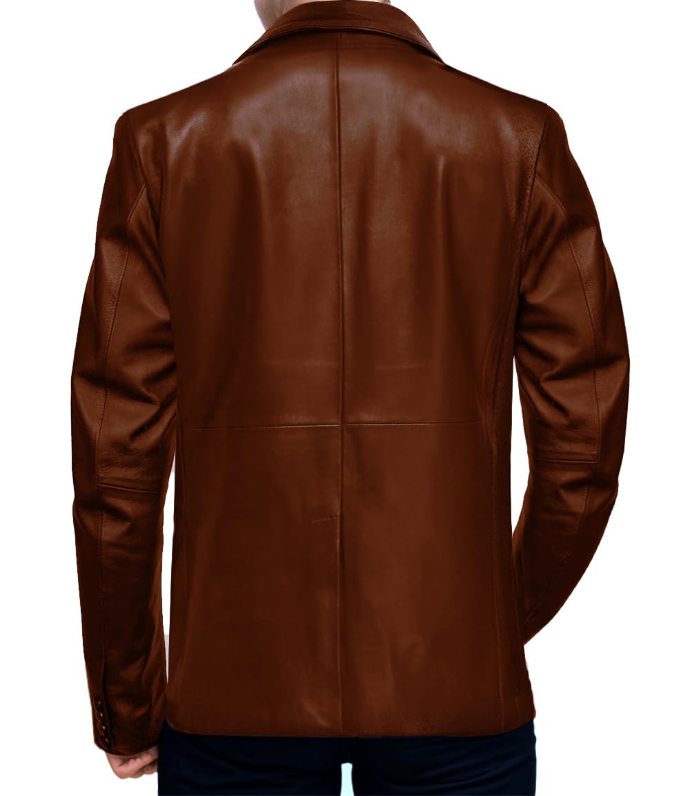 Premium Double Breasted Men's Lambskin Leather Jacket & Blazer - Classic Formal & Casual Coat for Business, Dating & Outdoor Events