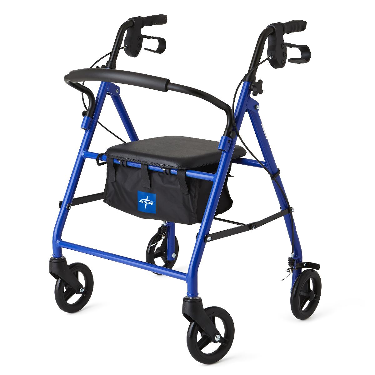 Medline Basic Youth Rollator Walker with Seat and Wheels - Lightweight Mobility Aid for Kids & Teens - Ideal for Indoor and Outdoor Use at Home, School, or Therapy Sessions