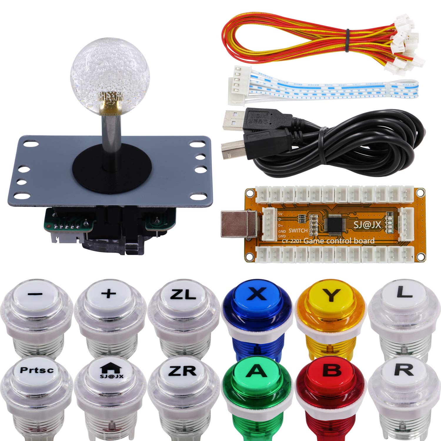 USB Arcade Game Controller with Cherry MX Microswitches - 8-Way Joystick & Encoder for Nintendo Switch, PC, PS3, Retropie, Raspberry Pi & MAME - Perfect for Home Arcades, Gaming Consoles & DIY Projects