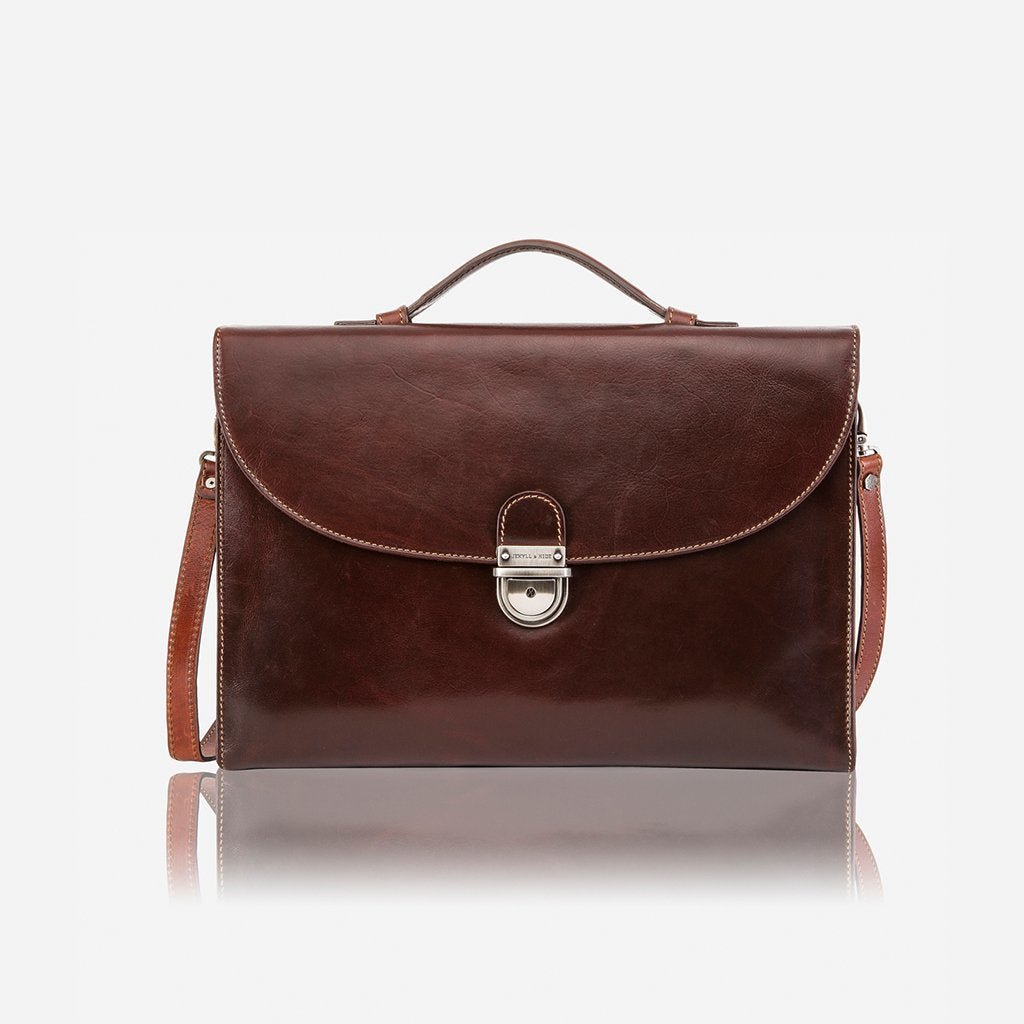 Jekyll & Hide Oxford Extra Slim Business Briefcase in Tobacco - Premium Leather Laptop Bag for Professionals, Office & Business Travel