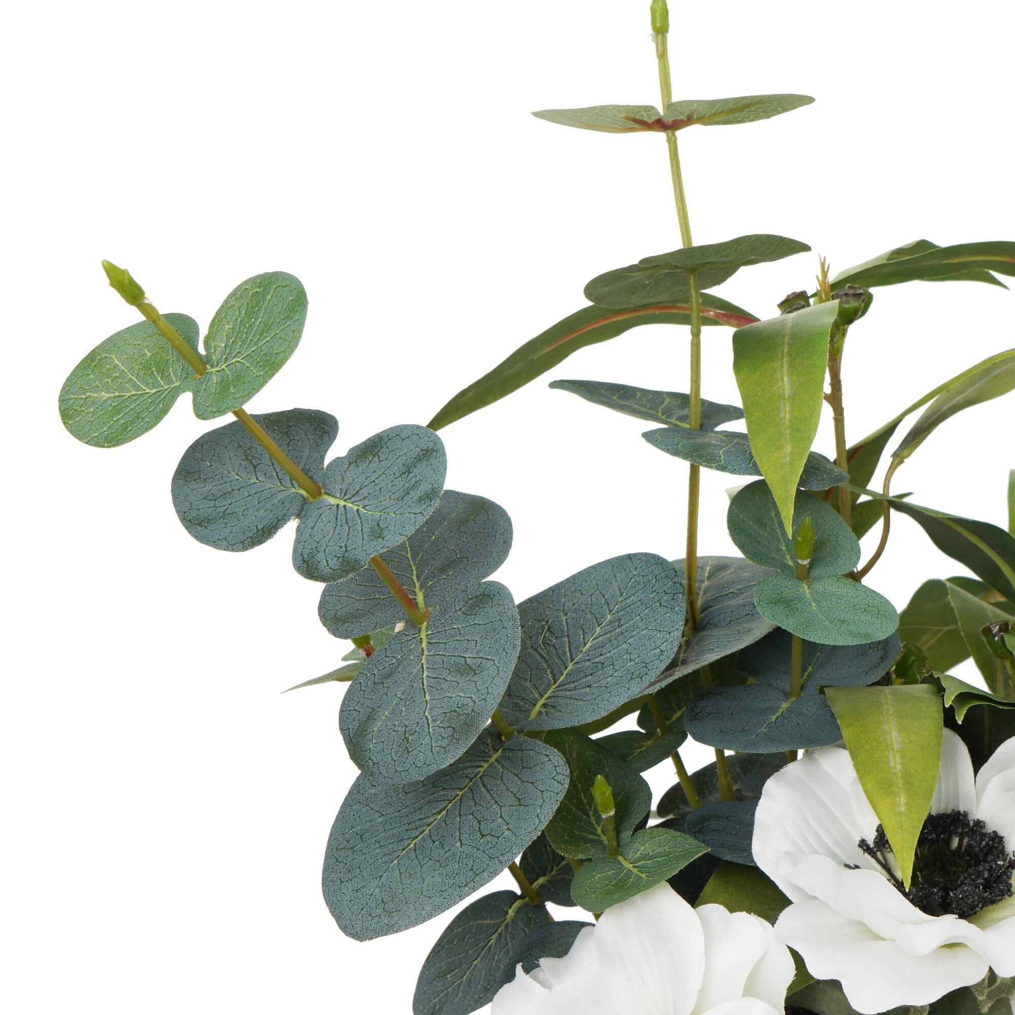 Bouquet Anemone Leaf Mix Green - Artificial Silk Flowers for Wedding Decor, Home Centerpieces, and Floral Arrangements
