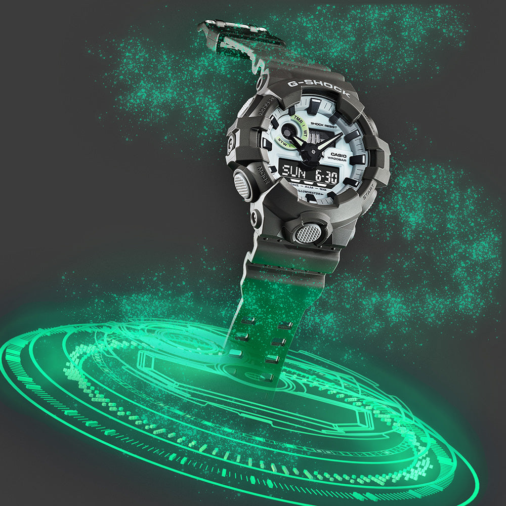 G Shock GA700HD-8A Hidden Glow Digital Watch for Men - Shock Resistant, Waterproof & Illuminated Display - Perfect for Outdoor Activities, Sports & Nighttime Use