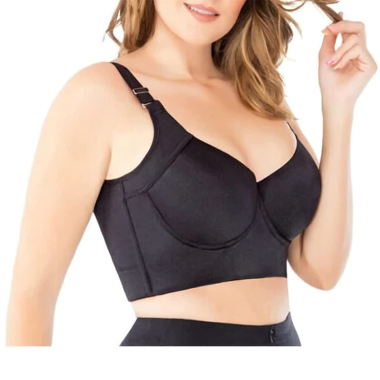 LELEBEAR Women's Deep Cup Shapewear Bra - Seamless Back Fat Hiding Bra with Built-in Support, Comfortable Full Coverage Underwire Bra for Everyday Wear & Special Occasions