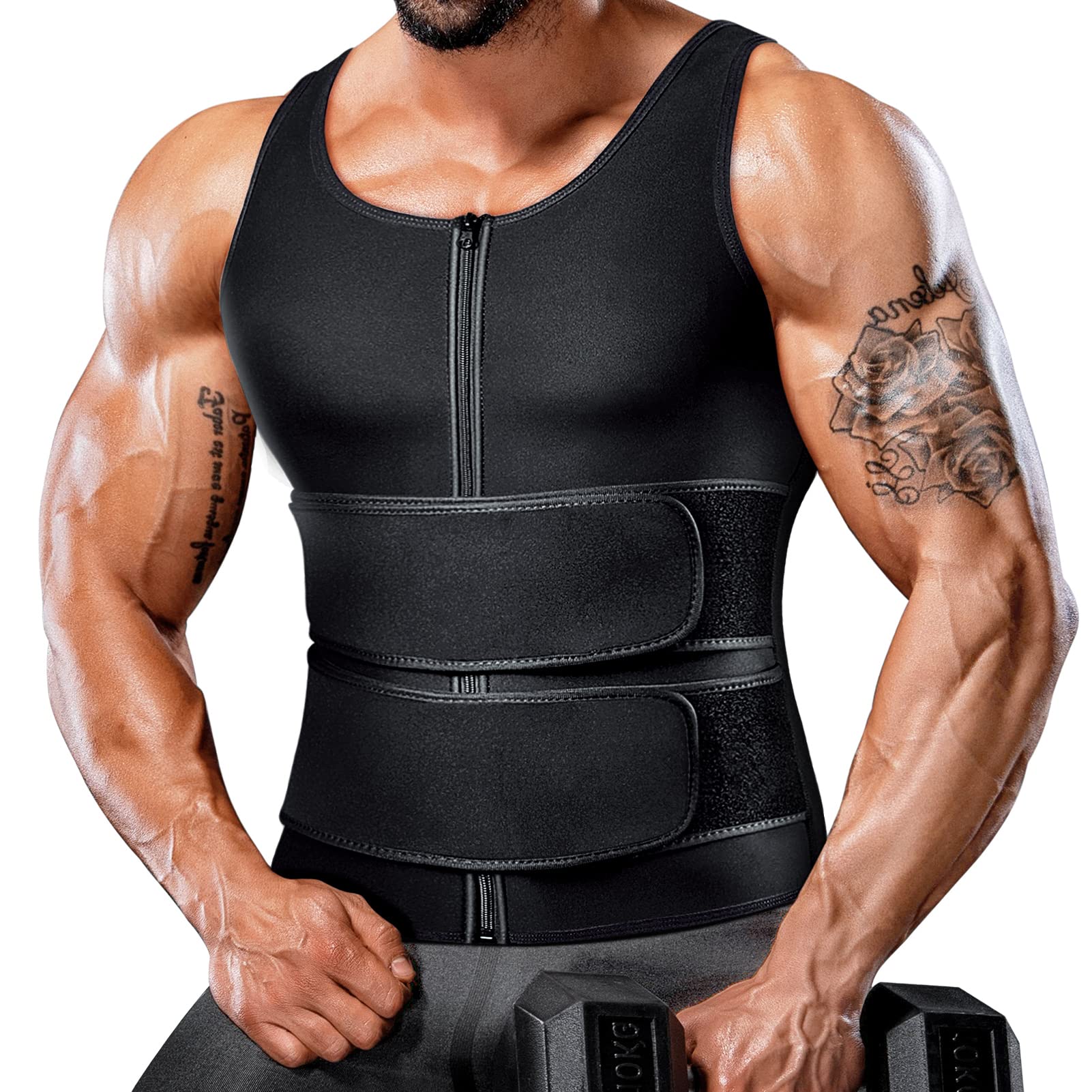 Men's Waist Trainer Sauna Vest - Slimming Body Shaper for Weight Loss & Sweat Workout - Plus Size Faja Para Hombre - Perfect for Gym, Running & Postpartum Recovery