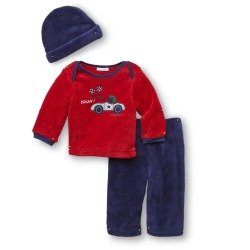 Baby Boys' 3-Piece Microfleece Winter Outfit Set - Soft & Warm Red Infant Clothes for Newborns & Toddlers | Perfect for Cold Weather, Outdoor Play & Family Photos