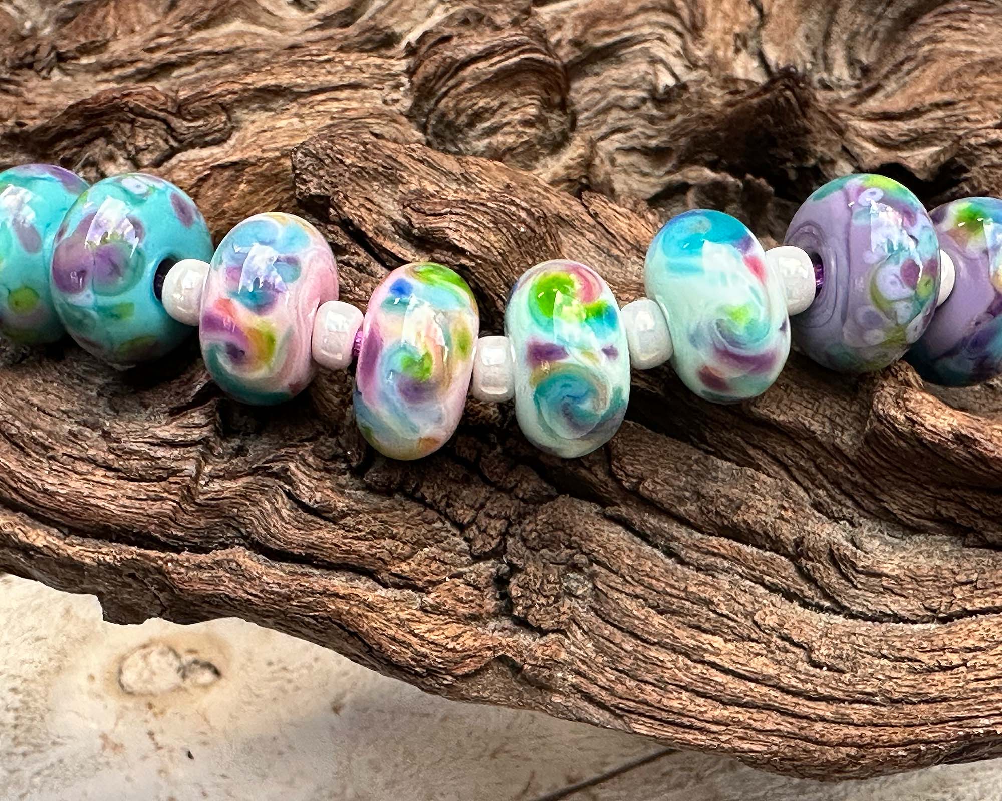 8-Piece Garden Blend Lampwork Glass Beads Mix - SRA Certified for Jewelry Making, DIY Crafts, Scrapbooking & Home Decor