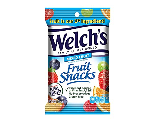 Welch's Mixed Fruit Snacks - Gluten Free, 5oz Bags (Pack of 12) | Healthy On-the-Go Snack for Kids Lunch, School, Travel & Office | Naturally Flavored Fruit Treats