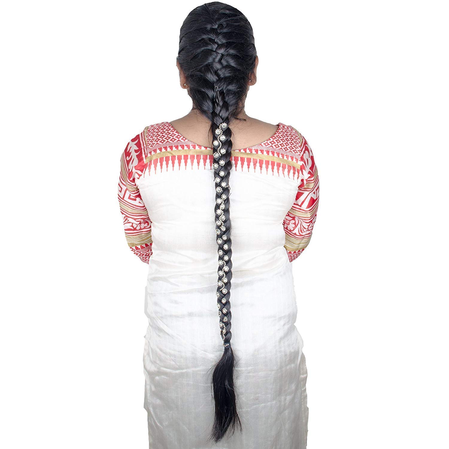 Majik Hair Parandi Choti with Stone Work - Traditional Indian Hair Braid Accessory for Women & Girls | Perfect for Weddings, Festivals & Cultural Events