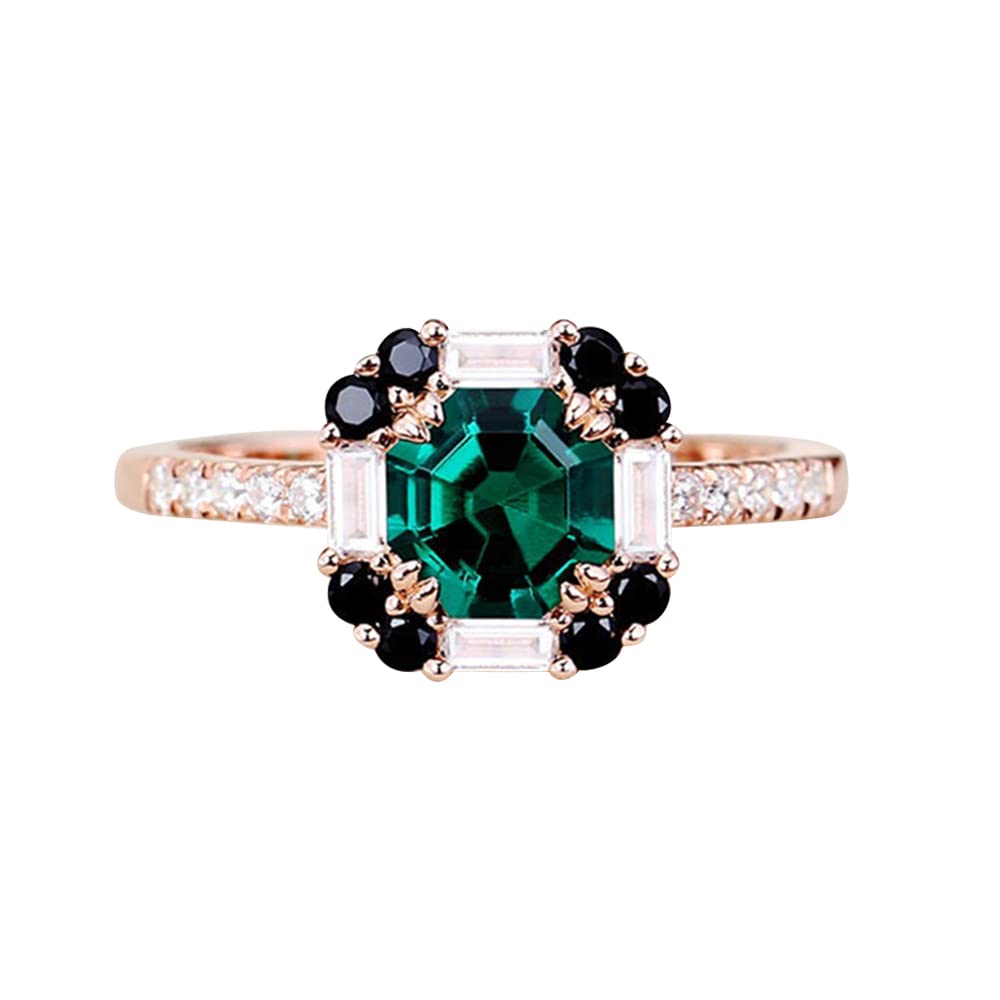 Vintage Asscher Cut Emerald Moissanite Engagement Ring for Women - 10K 14K 18K Rose Gold or 925 Sterling Silver Promise Wedding Band - Perfect for Proposals, Anniversaries & Special Occasions