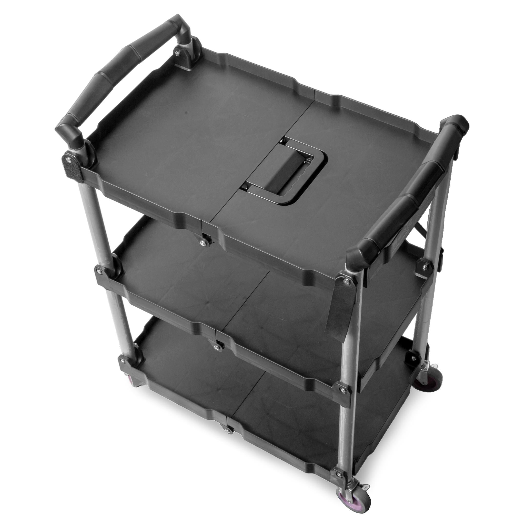 WEN 73065 Compact Foldable 3-Tier Utility Cart with 165lb Capacity - Perfect for Home, Office, Warehouse & Retail Organization