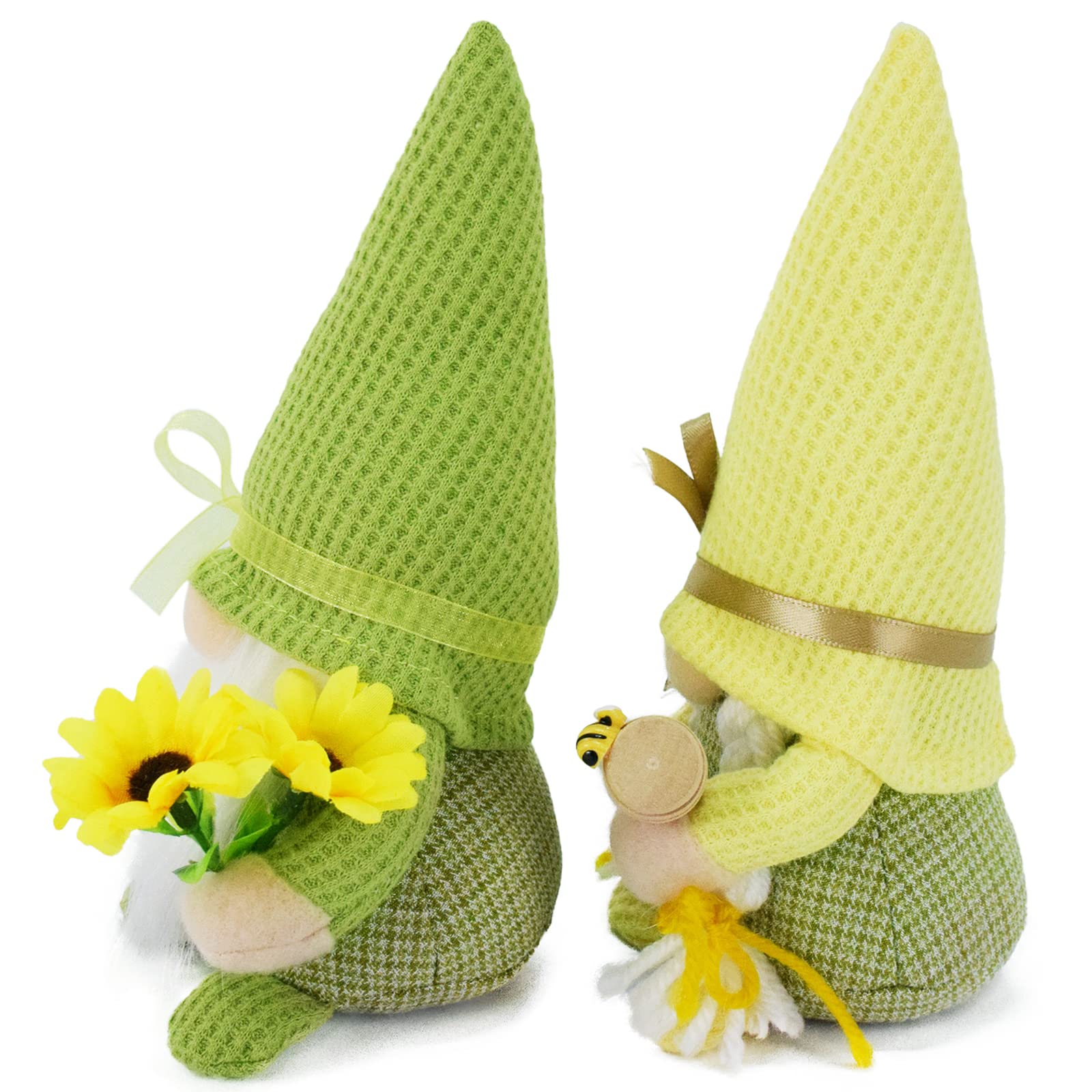 Attiigny Bumble Bee Gnome Plush Set of 2 - Handmade Honeybee Spring Summer Gnomes, Holiday Ornaments & Shelf Decor - Cute Bee Dolls for Home, Garden, and Tiered Tray Decor | Perfect for Easter, Christmas Gifts & Cozy Farmhouse Decor