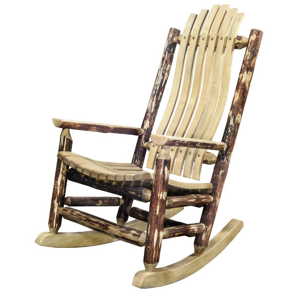 Glacier Country Collection Adult Log Rocker - Handcrafted Wooden Rocking Chair for Living Room, Porch & Cabin Relaxation