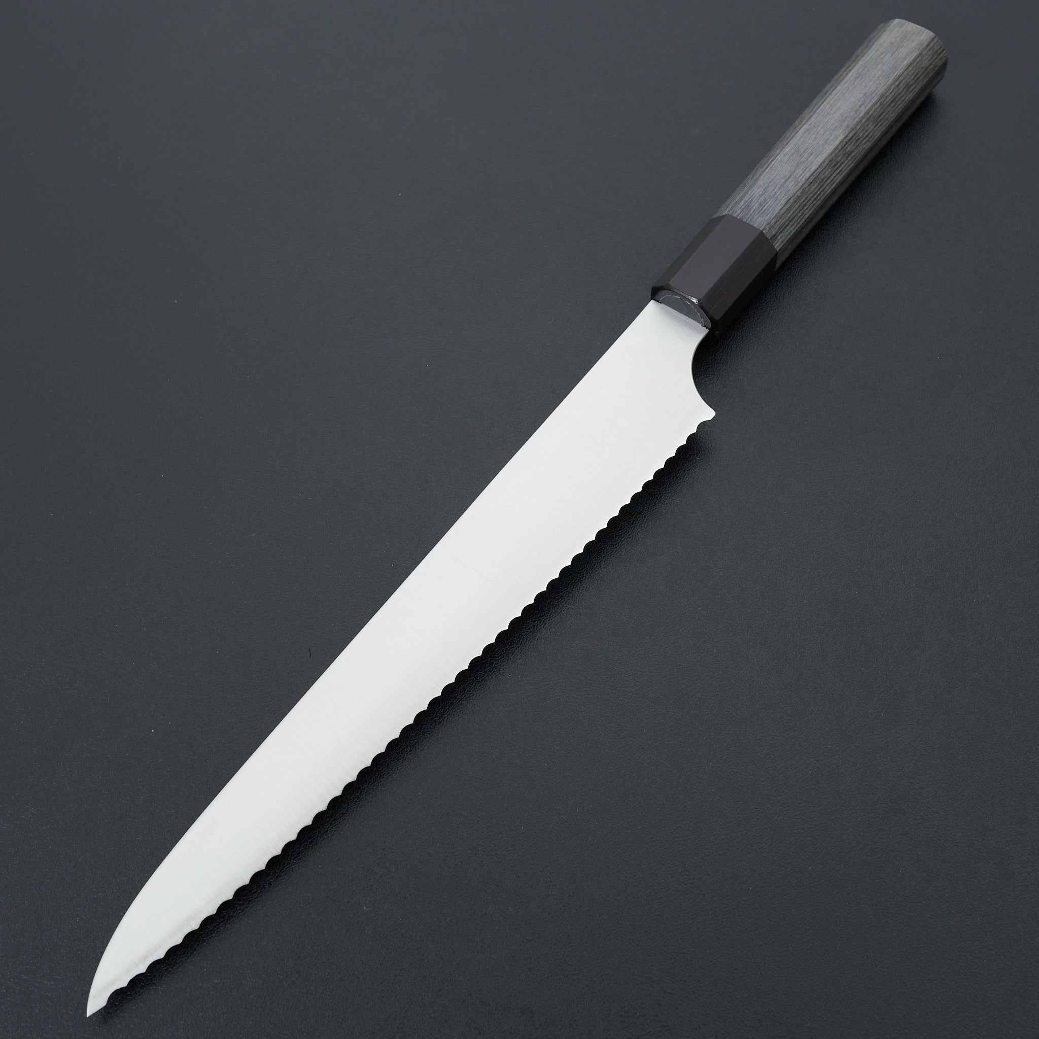 Hitohira Imojiya TH 240mm Stainless Steel Bread Knife with Pakka Wood Wa Handle - Perfect for Slicing Bread, Cakes & Pastries at Home or Bakery