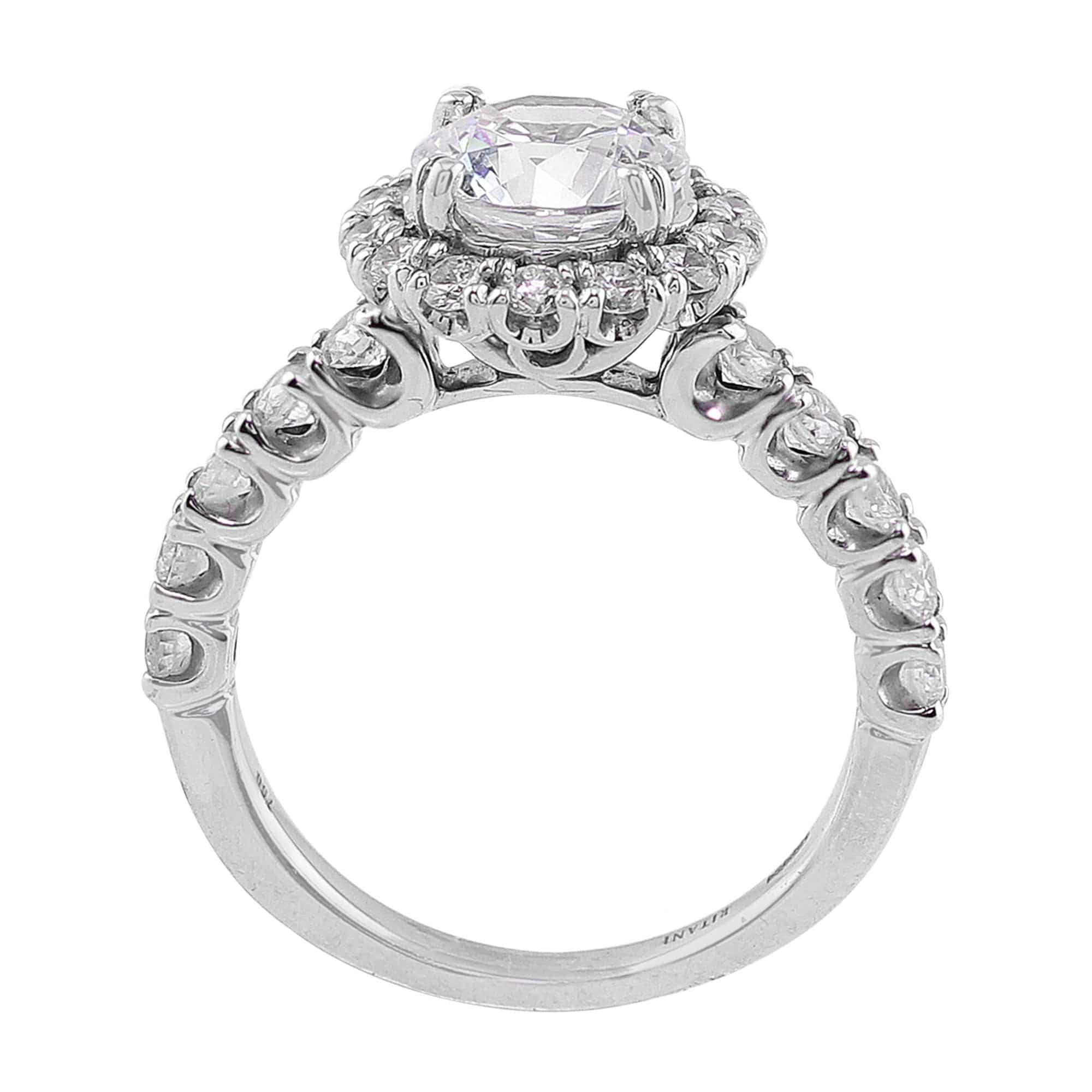 18K White Gold Modern Diamond Halo Engagement Ring - Elegant Wedding Band for Women, Perfect for Proposals & Anniversaries