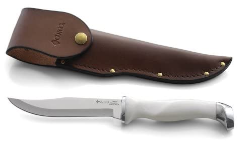 Cutco Model 1769 White Pearl Hunting Knife - Straight Edge Blade with Leather Sheath - Premium White Gift Box - Ideal for Outdoor Adventures, Camping & Survival Gear