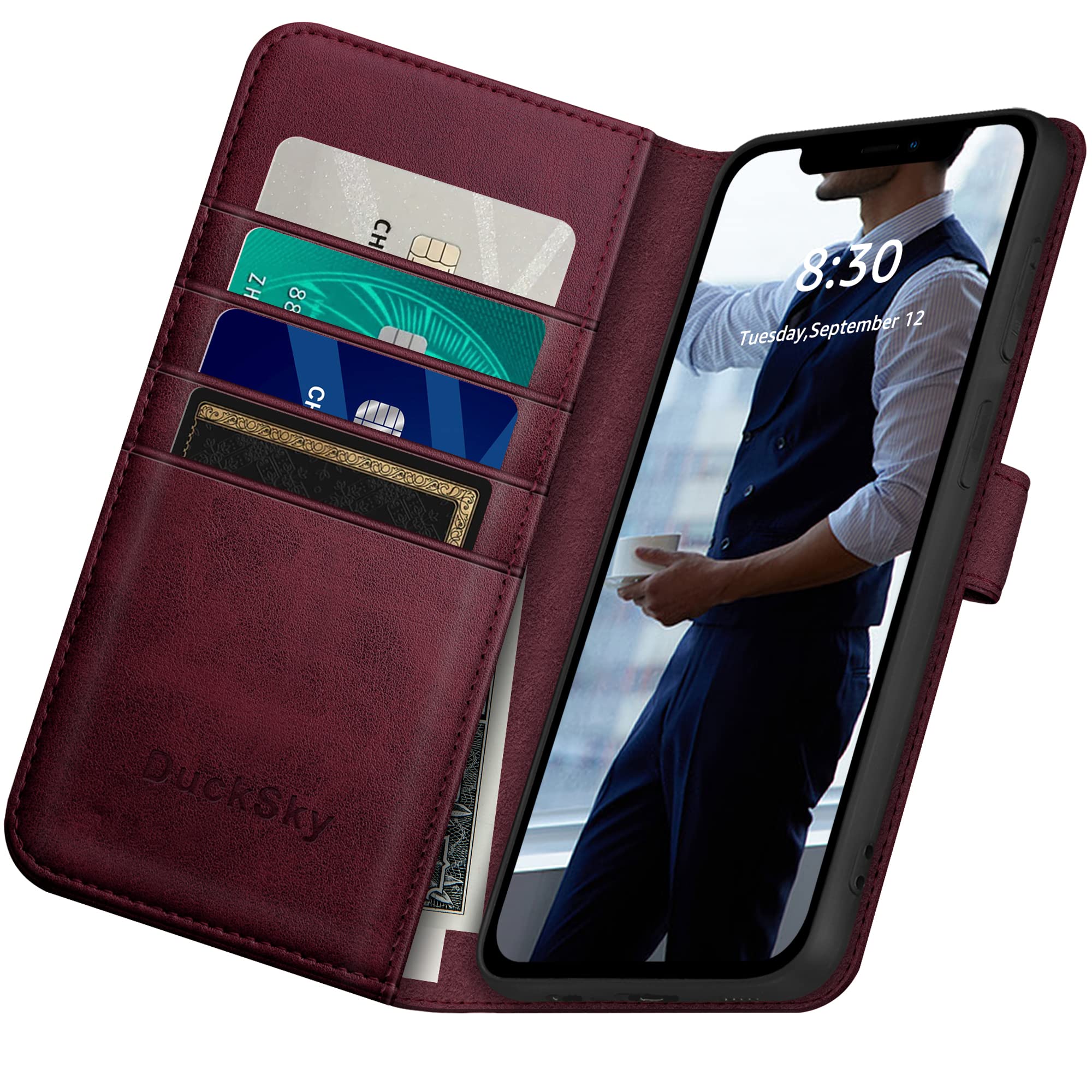 Genuine Leather Wallet Case for iPhone 15 Pro Max 6.7