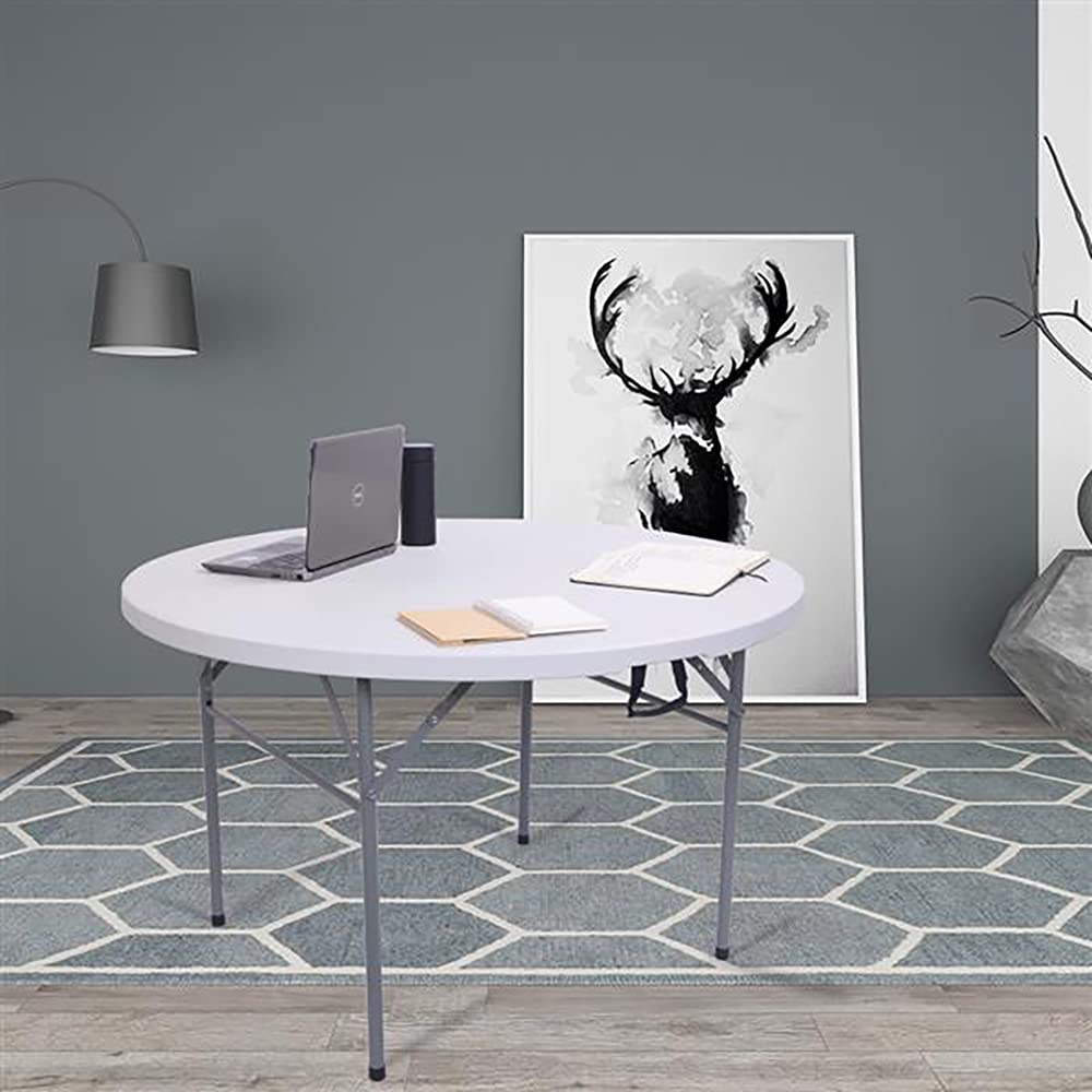 AceX 48 Inch Round Folding Table with Chairs - Heavy Duty 881.85Lb Capacity, Fold-in-Half Design with Carrying Handle & 4 Steel Feet - Perfect for Backyard, Garden, Beach, Picnic, Party, Camping & Outdoor Events